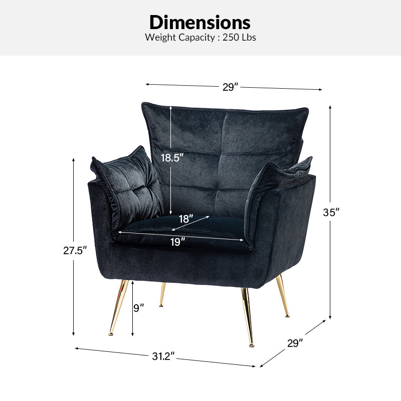 Jaxon Plush Armchair - Ultra Soft Comfortable Lounge Chair for Living Room, Bedroom, or Office - Perfect for Relaxing, Reading & Napping