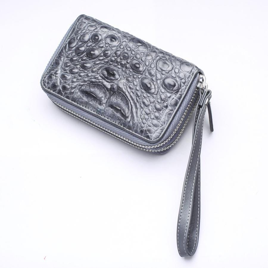 Luxury Gray Crocodile Leather Wallet for Men - Slim RFID Blocking Bifold Wallet with Money Clip - Perfect for Business, Travel & Everyday Use