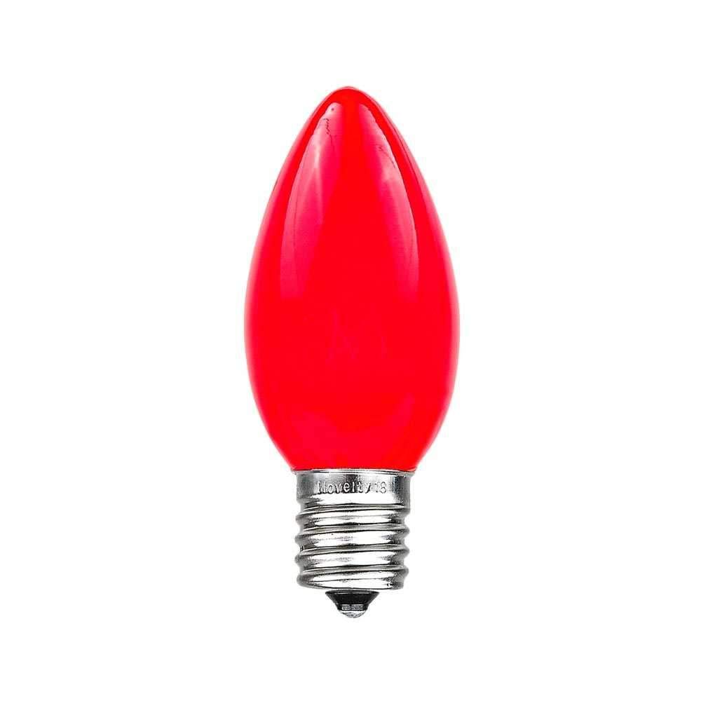 25 Foot C9 Red Ceramic Christmas String Lights - Outdoor Holiday Lights with Opaque Bulbs & Green Wire - Perfect for Roofline, Porch, and Tree Decorations