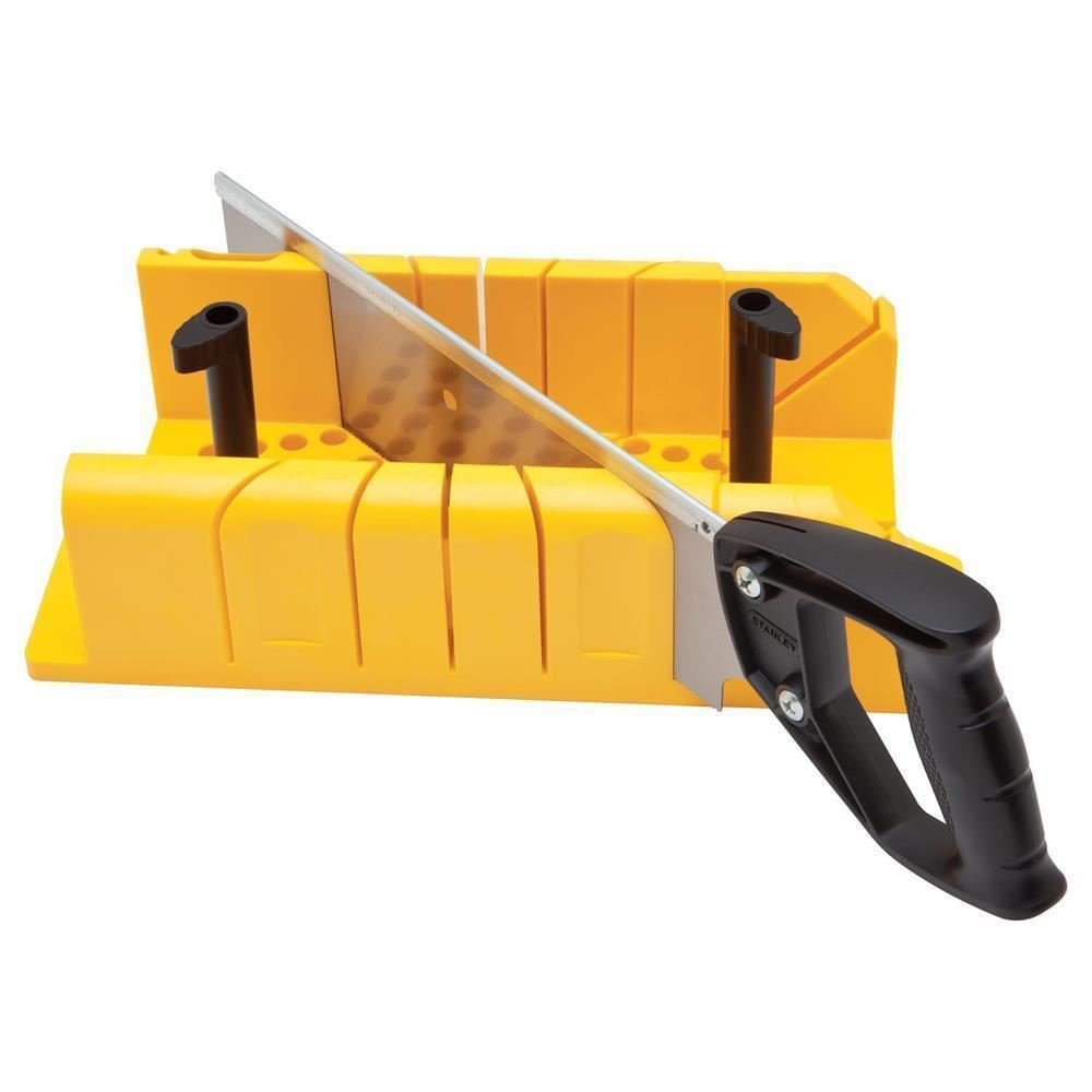 Stanley 1-20-600 Black Miter Box with Saw - Durable Saw Storage Solution for Woodworking & DIY Projects | Perfect for Cutting Angles & Trim Work