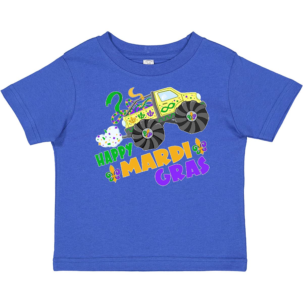 Inktastic Happy Mardi Gras Monster Truck with Beads Baby T-Shirt | Fun Festive Outfit for Carnival, Parades & Kids Parties