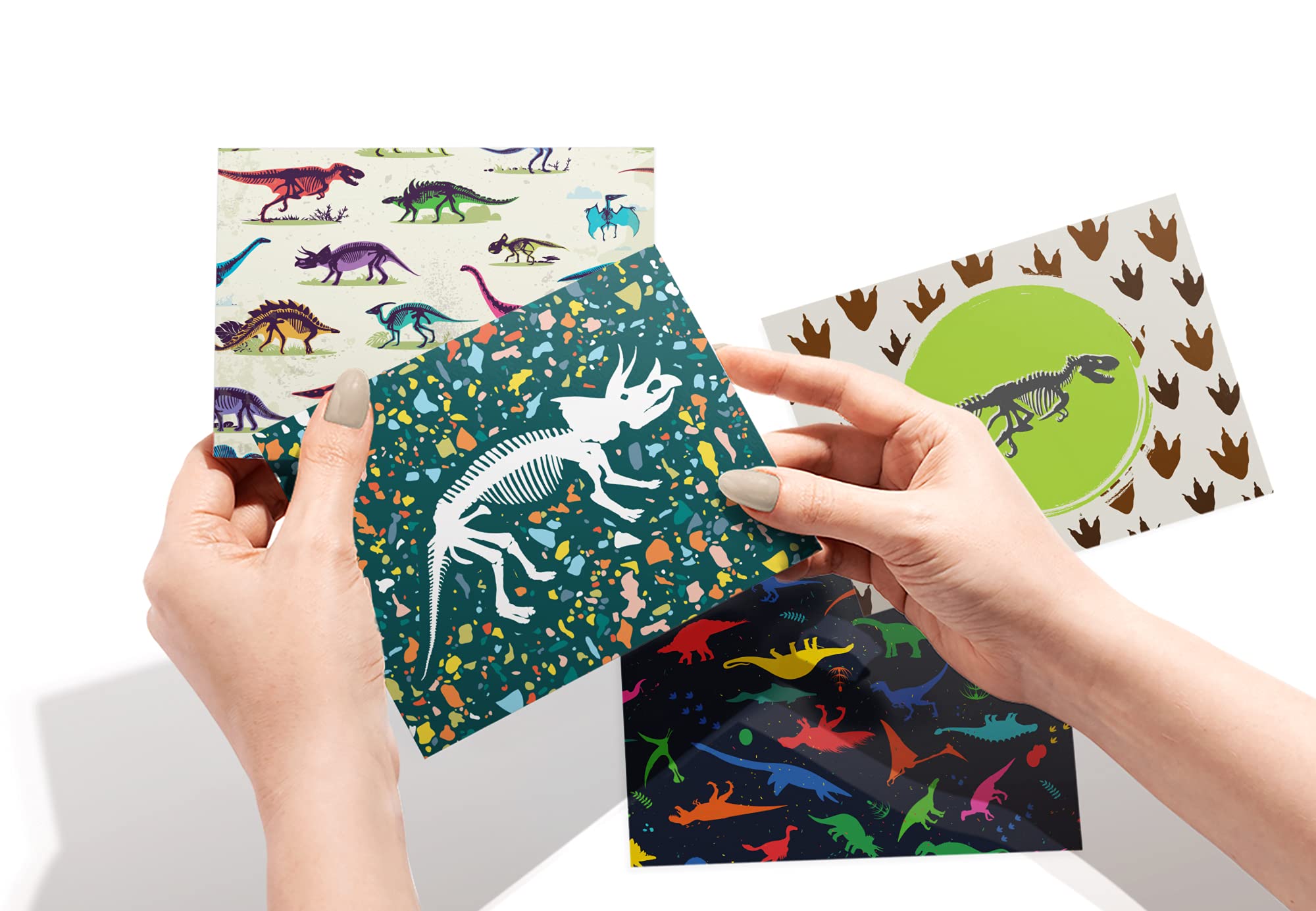 Dinosaur Greeting Cards Set of 12 - Blank Note Cards with Envelopes for Thank You Notes & All Occasions - 5.5