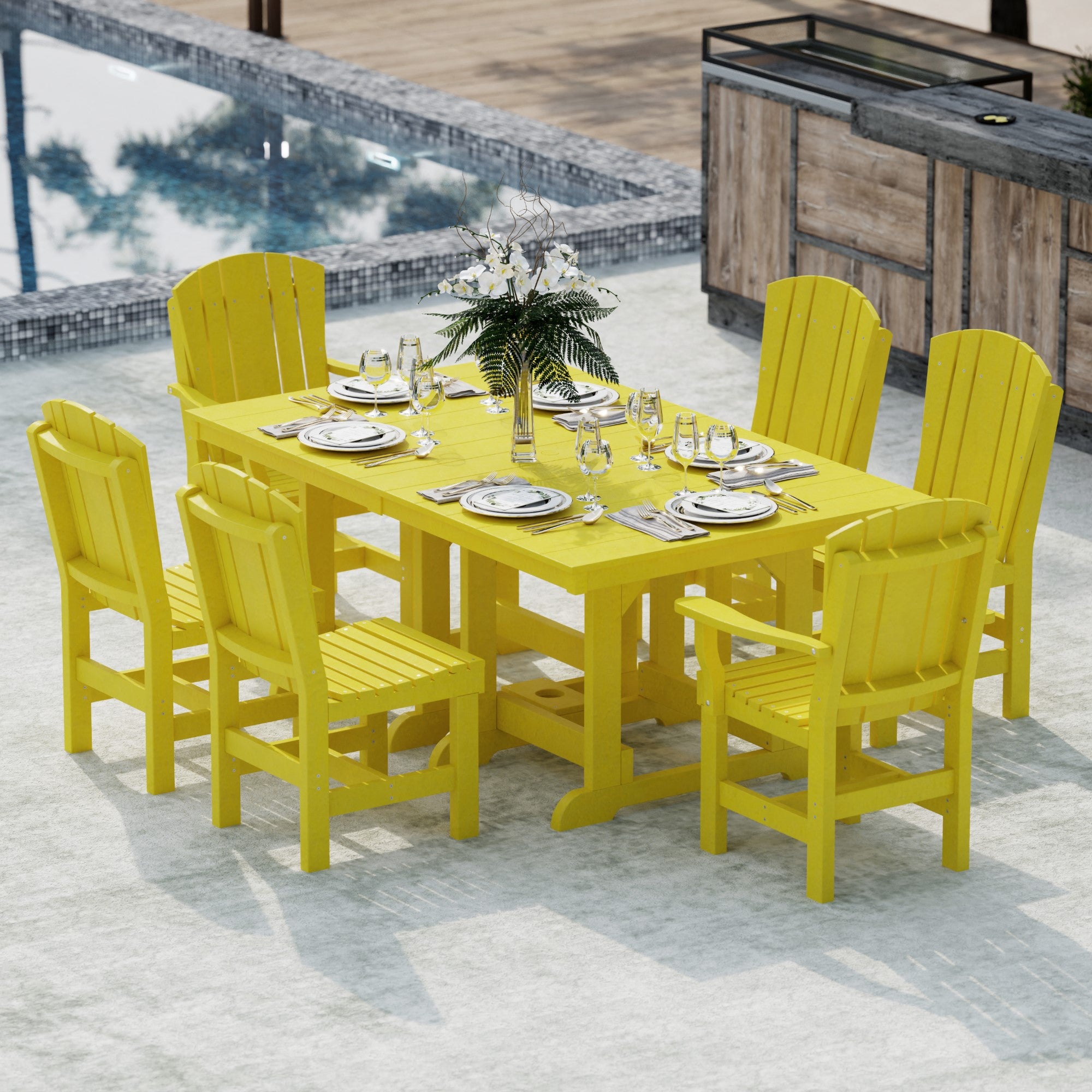 Heritage 7-Piece 44x72 Inch Dining Table Set with Chairs - Perfect for Family Gatherings, Dinner Parties & Outdoor Entertaining