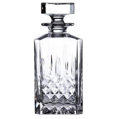 Marquis by Waterford Personalized Markham Square Crystal Decanter Set - 32oz Engraved Whiskey Decanter with 2 Matching DOF Rocks Glasses for Scotch, Bourbon & Rye | Luxury Home Bar Accessories & Gift for Whiskey Lovers
