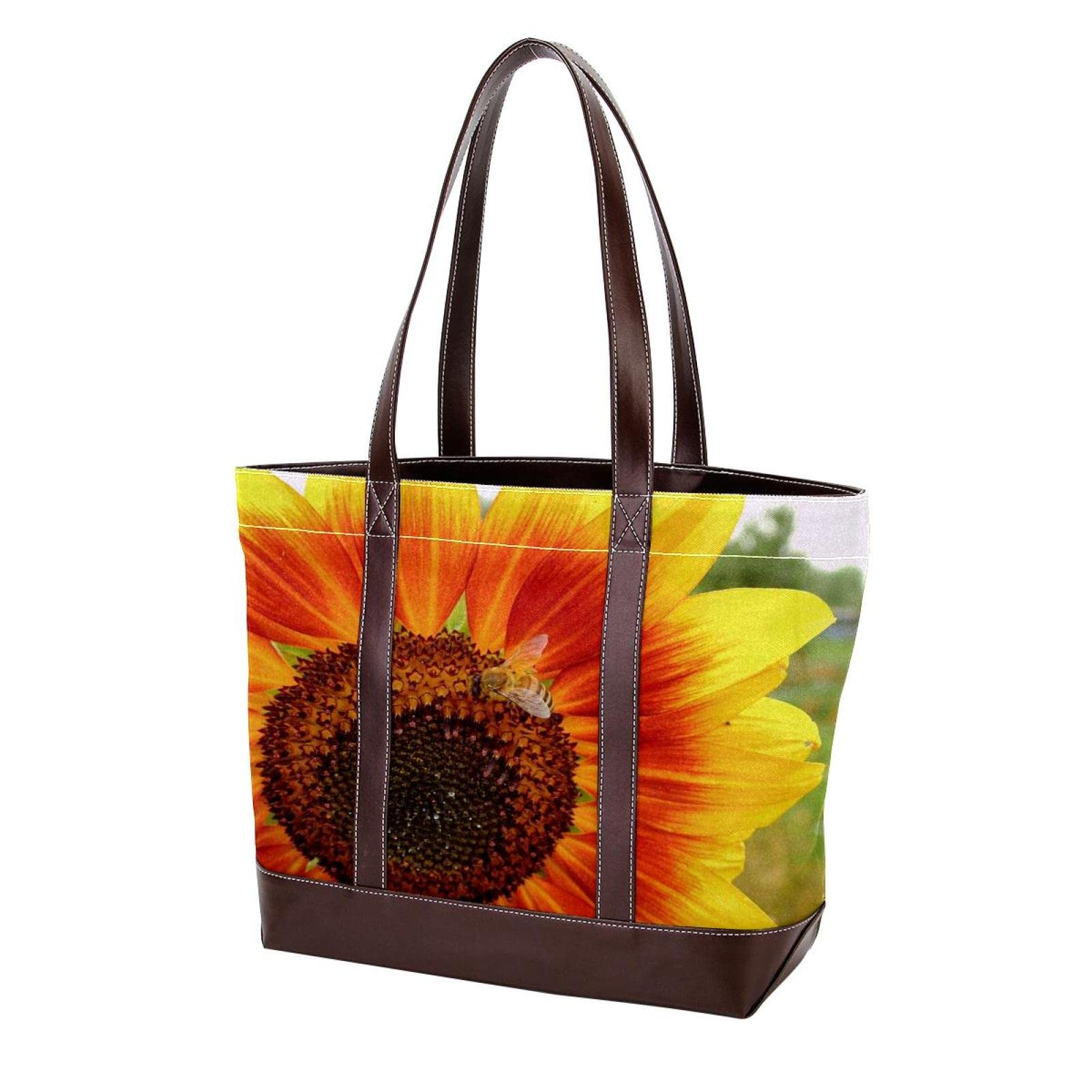 Stylish Tiger Print Tote Bag for Women - Large Leather & Canvas Shoulder Bag with Top Handle - Perfect for Work, Travel & Shopping (Hobo Satchel Purse)