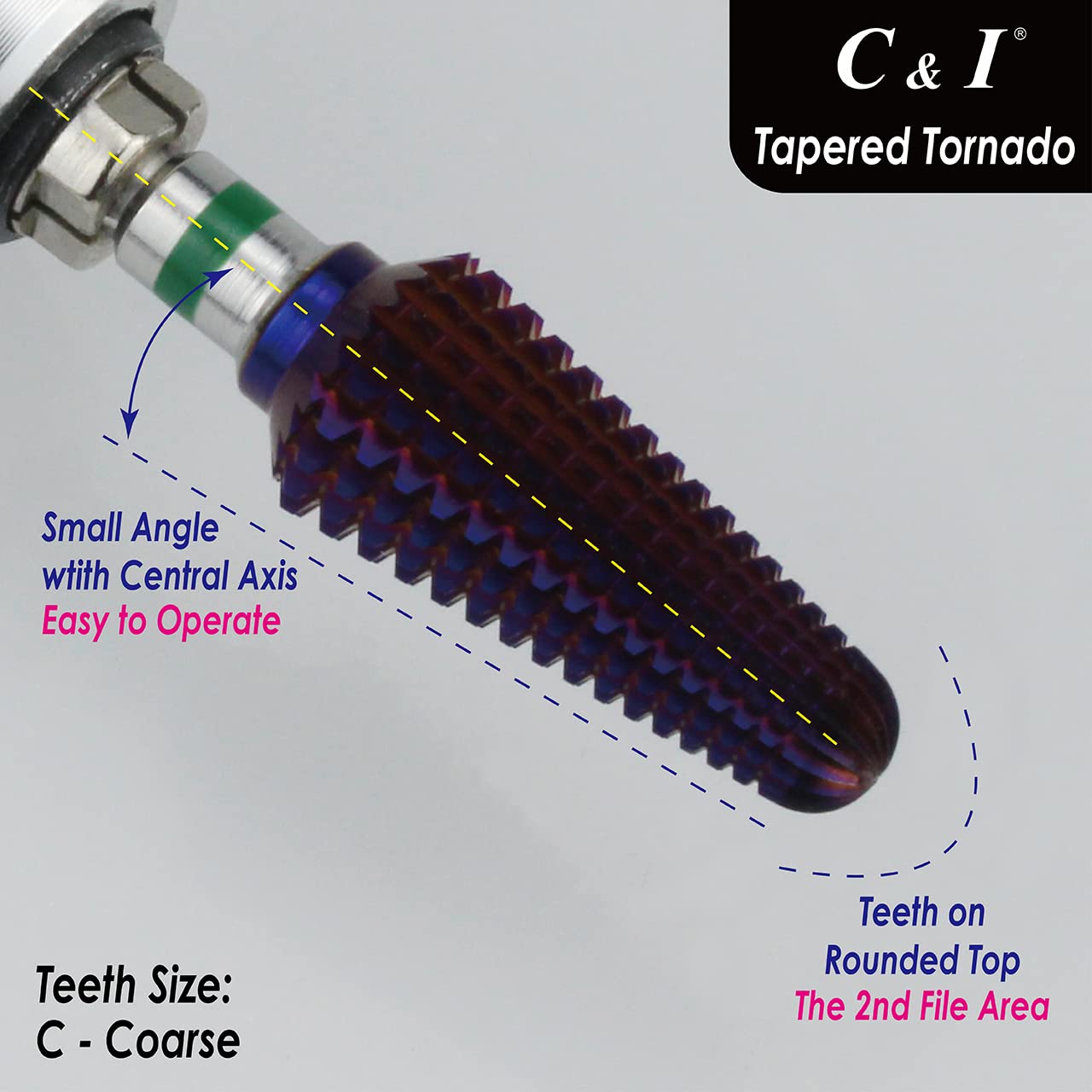 Purple Coated Tapered Tornado & Texas Tornado Nail Drill Bits for Professional Nail Drill Machine - Perfect for Acrylic Nails, Gel Extensions & Nail Art (Set of 2)
