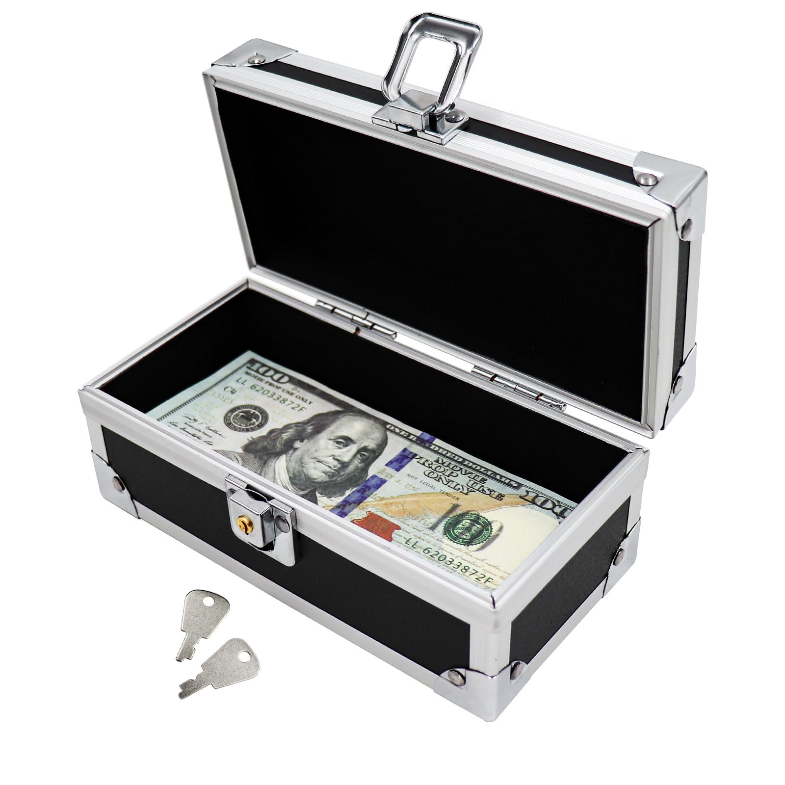 Secure Lockable Cash Box - Heavy Duty Aluminum Alloy Money Storage with Single Row Currency Tray | Ideal for Small Business, Retail Stores, Home Office & Cash Management
