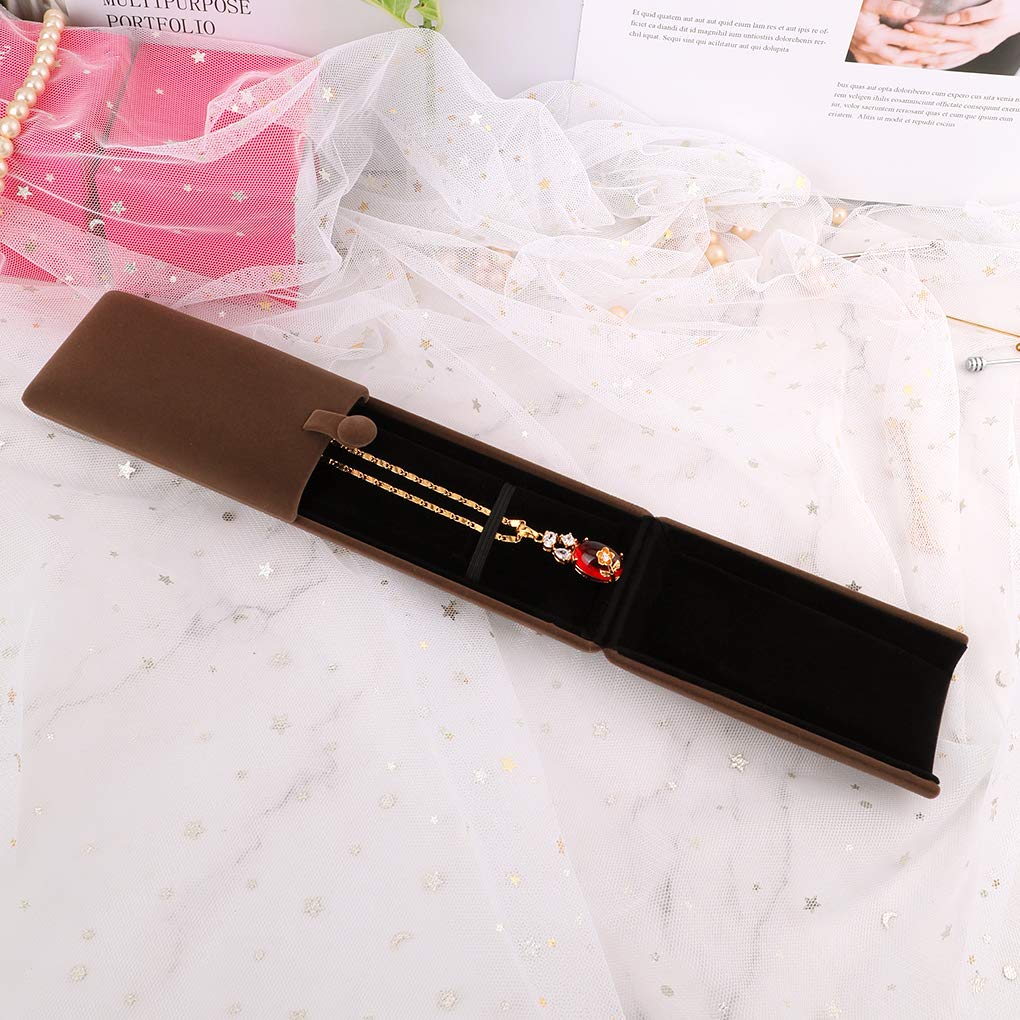 Rolin Roly Velvet Jewelry Box - Flocked Bracelet & Necklace Storage Display Case for Gifts, Weddings, Birthdays & Anniversaries (Brown) - Perfect for Organizing and Showcasing Fine Jewelry at Home or Retail Stores