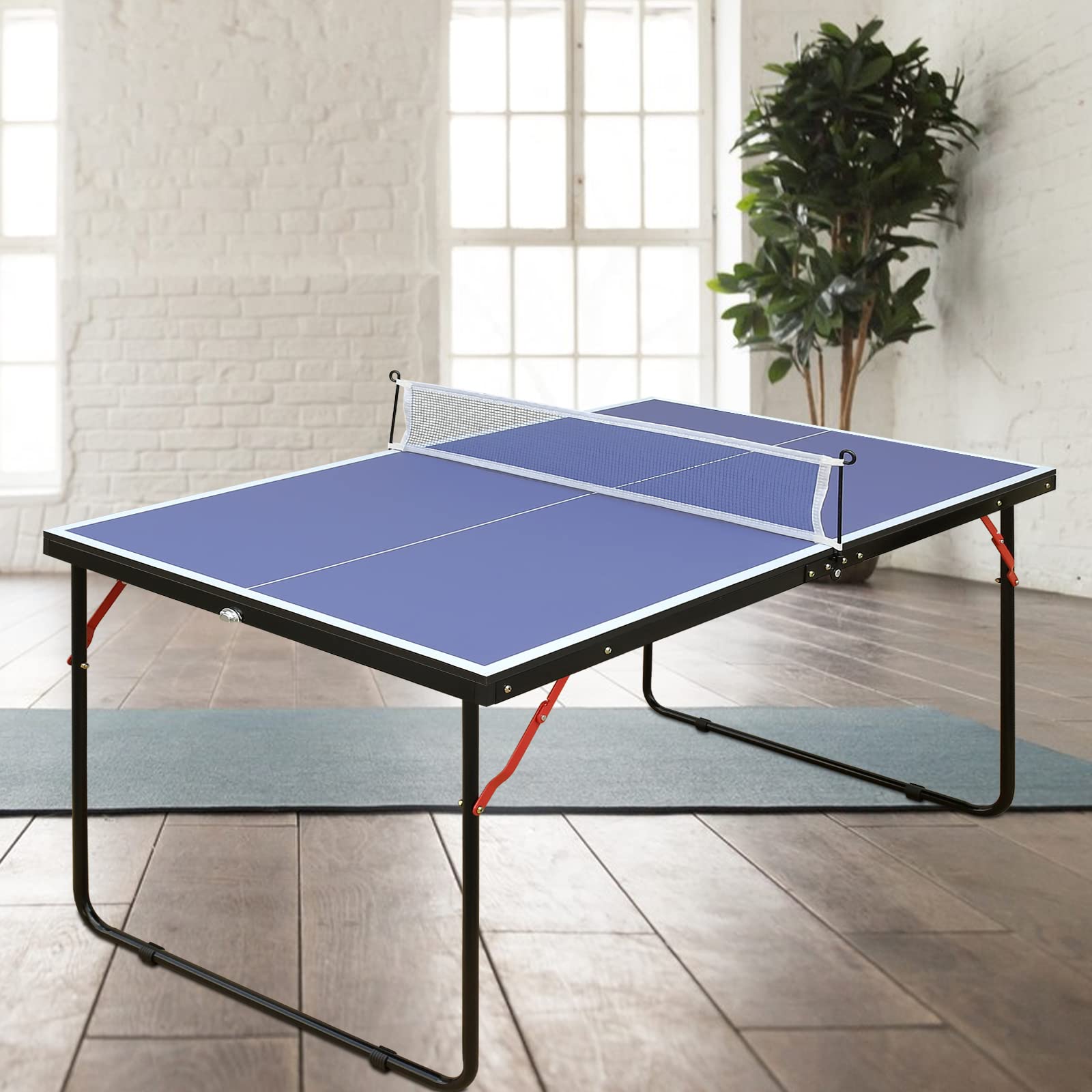 Premium Foldable Ping Pong Table Set - 100% Preassembled Indoor/Outdoor Table Tennis Game for Family Fun | Backyard, Garage & Game Room Use