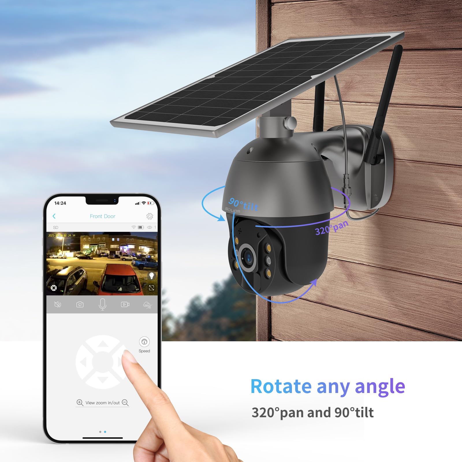 SOLIOM S600 3G/4G LTE Outdoor Solar Security Camera - Wireless 360° Pan Tilt, 1080p Night Vision, 2-Way Audio, PIR Motion Sensor, No WiFi Needed - Perfect for Home, Farm & Business Surveillance (Euro Version)