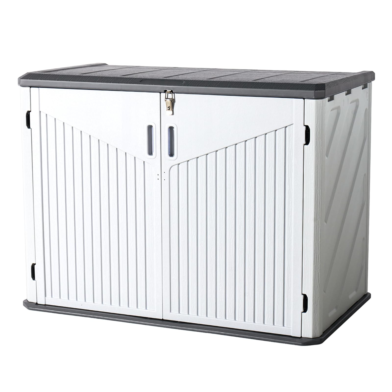 **Aoxun 35 Cu.Ft Outdoor Storage Cabinet – Waterproof Horizontal Trash Can Shed for Garbage Bin, Generator & Lawn Mower – Perfect for Backyard, Patio & Garage Organization (White)**