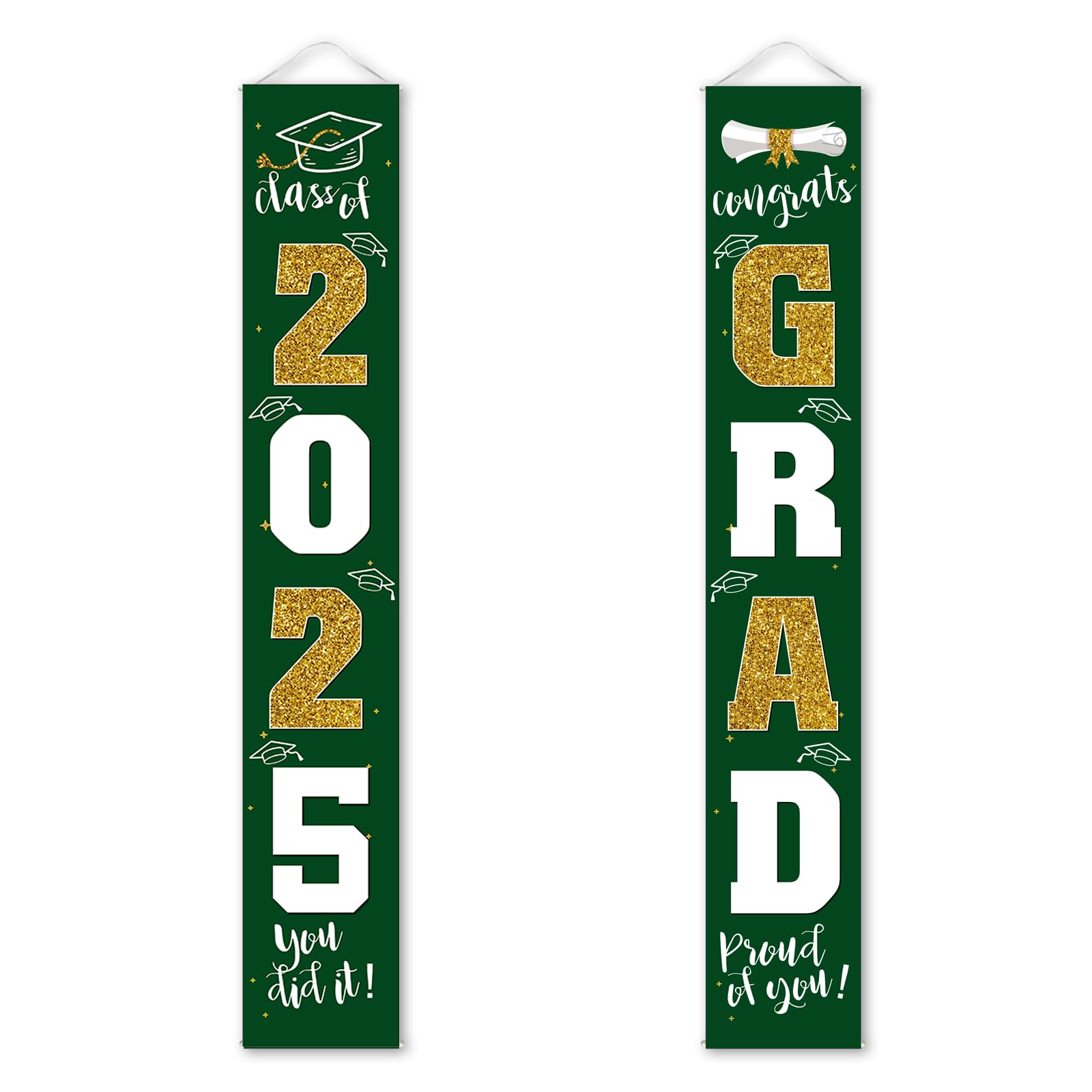 2025 Graduation Banner & Porch Sign - Green & Gold Decor for Class of 2025 Graduates Party | Perfect for Outdoor Yard Decorations & Graduation Celebration Photos