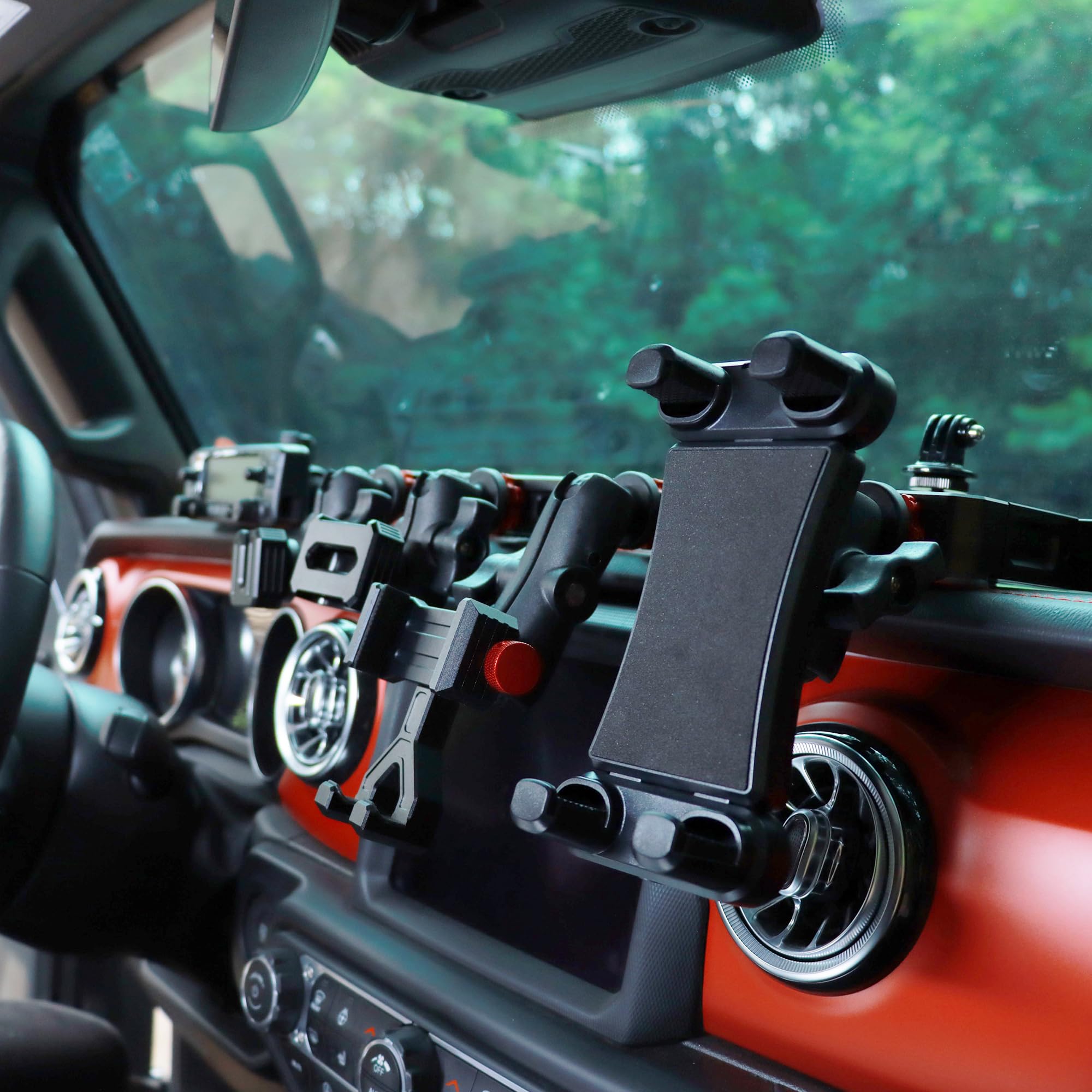 EASEORD Universal Dash Mount Phone Holder for Jeep Wrangler JL JLU & Gladiator JT (2018-2023) - Compatible with Smartphones, Tablets, GoPro, Insta360, Two-Way Radios & More - Secure Multi-Device Car Mount for Off-Roading, Camping & Daily Commute