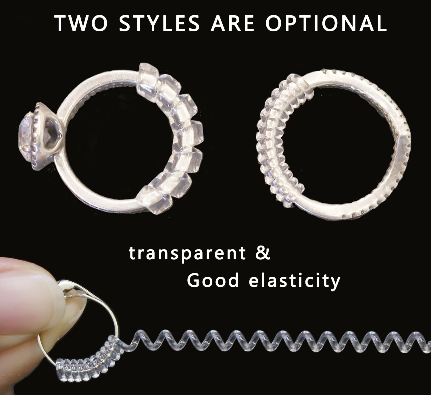 JRONGHE 16-Pack Invisible Ring Sizer Adjuster for Loose Rings - 4 Sizes Clear Silicone Ring Guards for Women & Men, Spiral Ring Resizer Tightener & Spacers - Perfect for Engagement Rings, Wedding Bands & Jewelry Resizing
