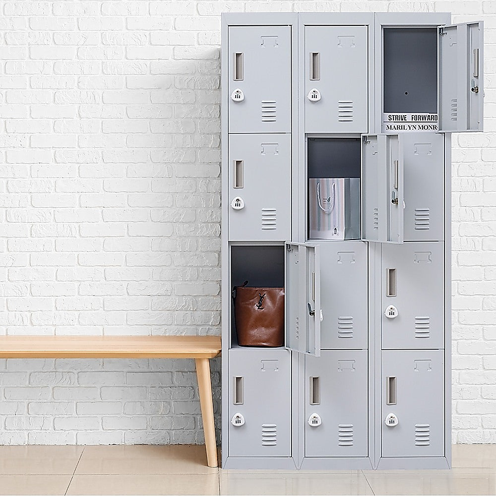 12-Door Locker with 3-Digit Combination Lock for Office, Gym, Shed, School & Home Storage - Secure Organization for Personal Belongings, Equipment & Valuables