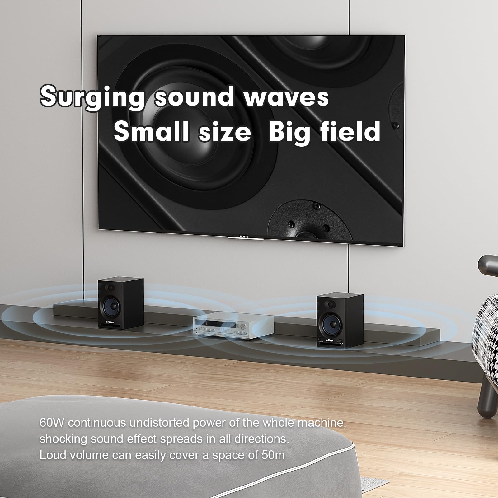 Ortizan C7 Studio Monitors - Bluetooth 5.3 Speakers for Music Production & Gaming (Black Pair) - Perfect for Home Studios & PC Setups