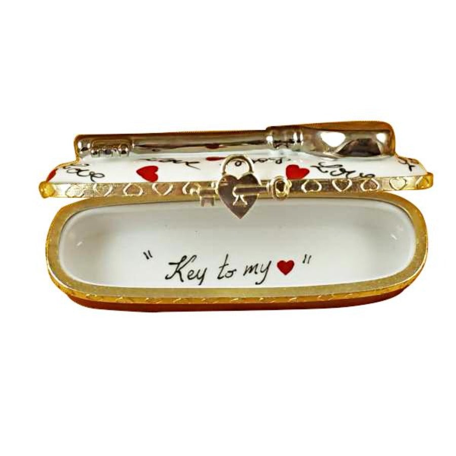 Key to My Heart Limoges Porcelain Trinket Box - Romantic Gift for Anniversary, Valentine's Day & Wedding - Perfect for Jewelry Storage & Keepsake Display