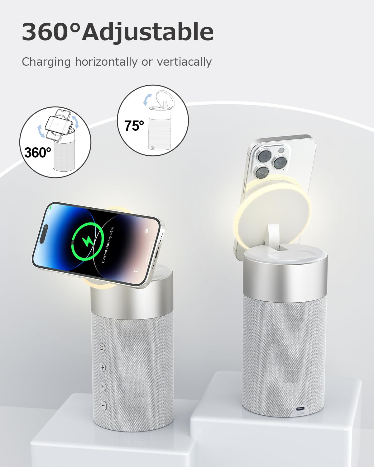 COLSUR 3-in-1 Mag-Safe Wireless Charger with Bluetooth Speaker & Night Light - Compatible with iPhone 16/15/14/13/12 Series & AirPods Pro/3/2 | Perfect Gift for Men & Women | Ideal for Bedroom, Office & Travel Use