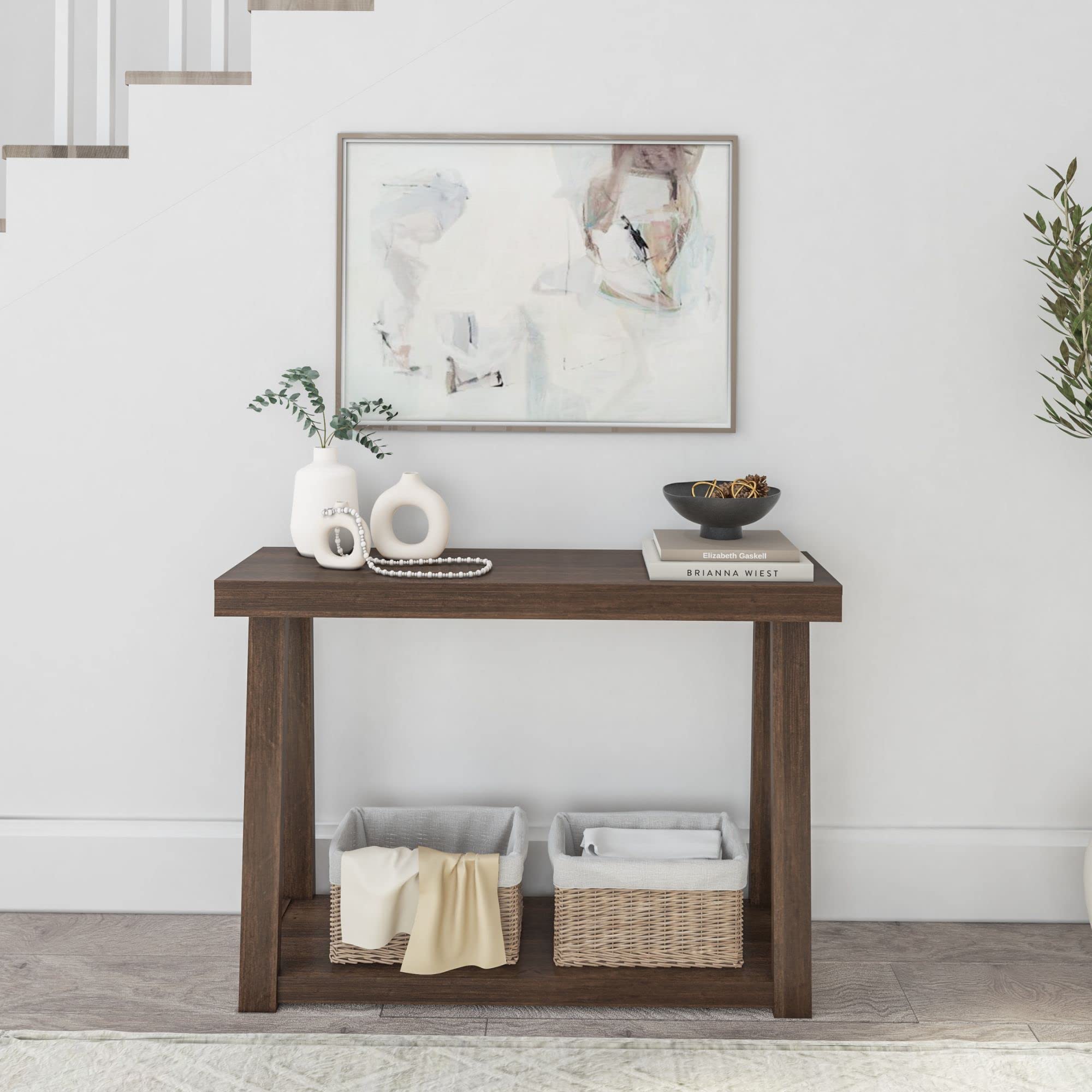 Solid Wood Console Table with Storage Shelf - 46.25