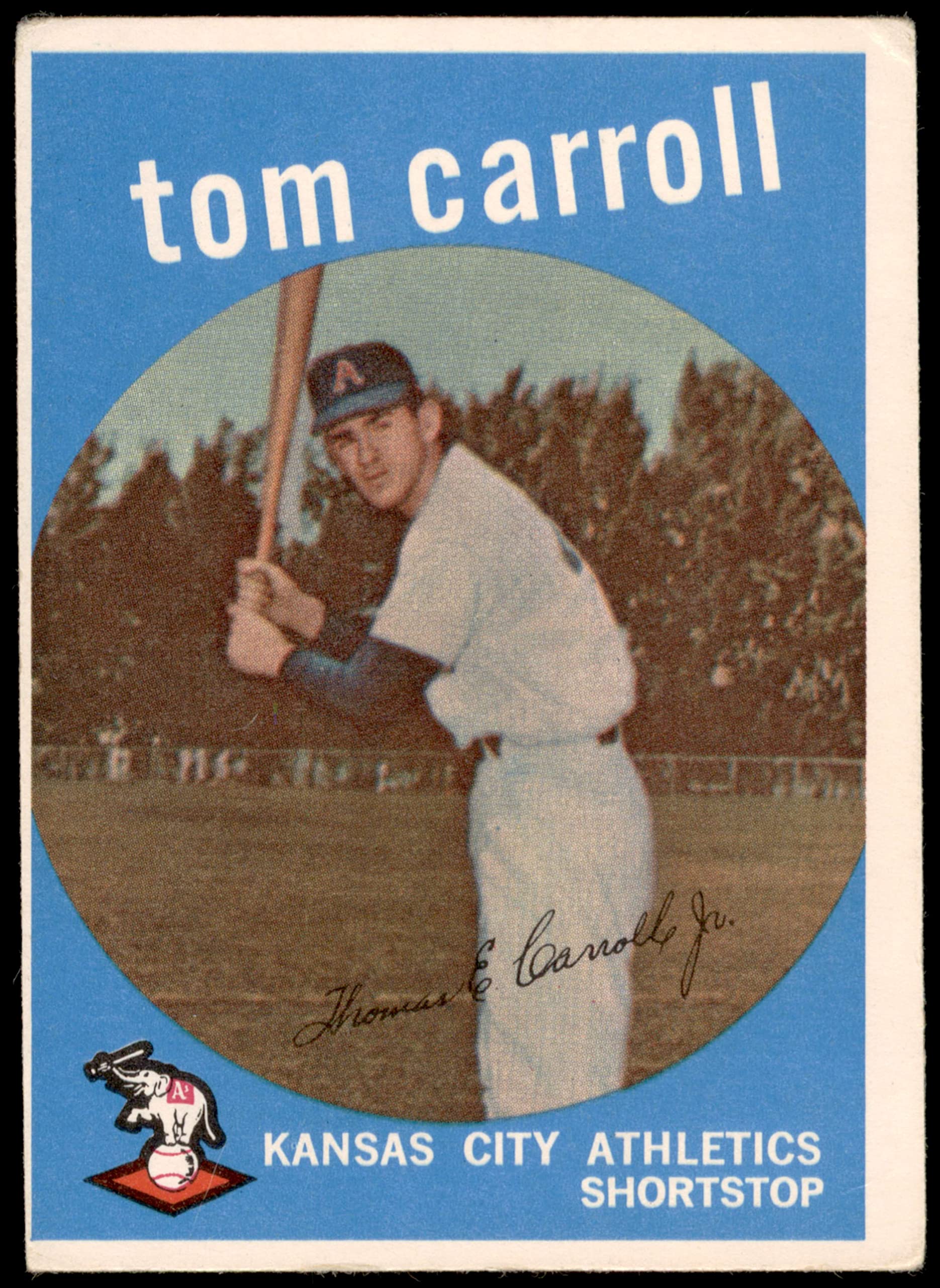 1959 Topps #513 Tom Carroll Kansas City Athletics Baseball Card - VG Condition - Perfect for Collectors, Sports Memorabilia & Vintage Baseball Fans