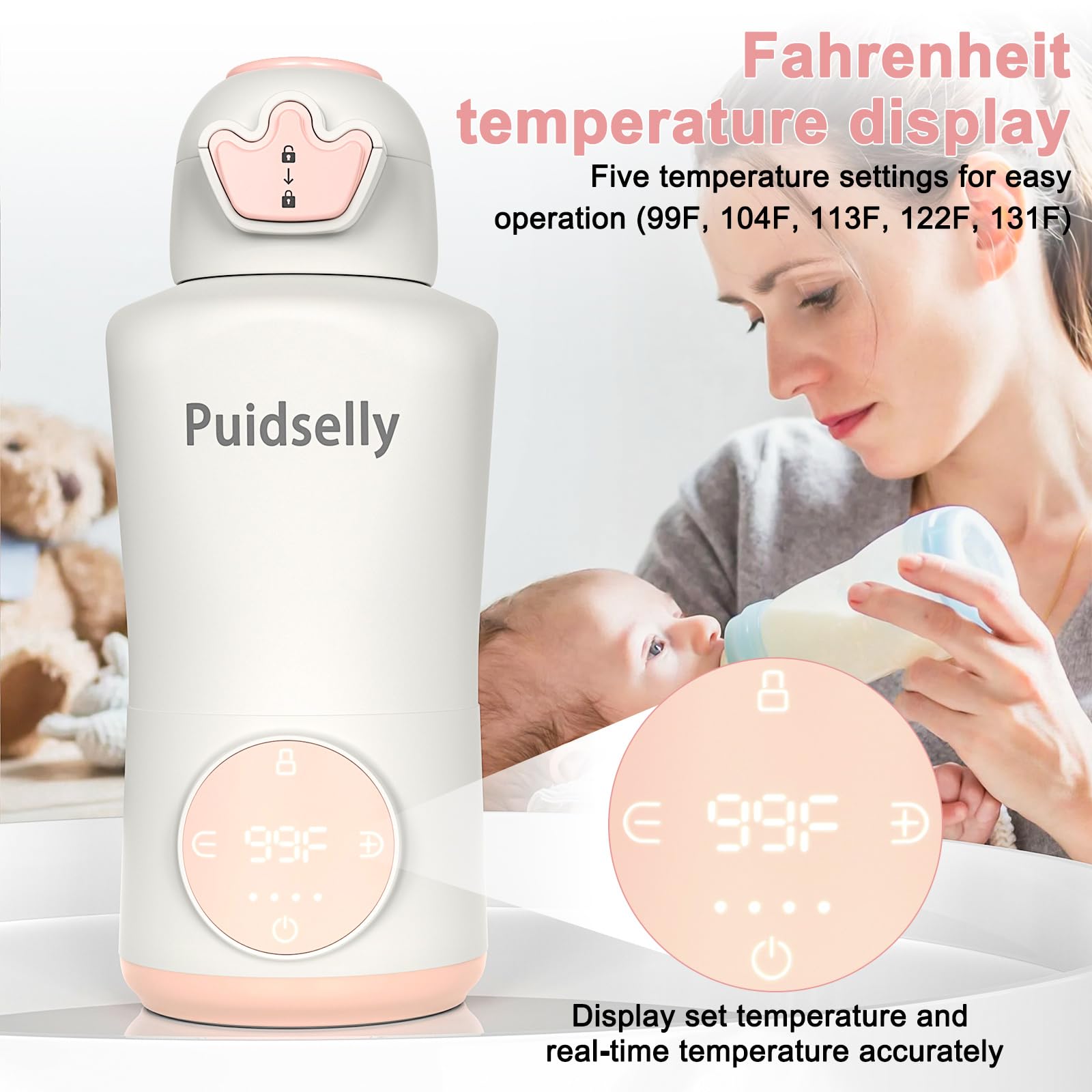 Portable Baby Bottle Warmer - 15oz Rechargeable Formula & Breastmilk Warmer for Travel, Cars, Airplanes - Perfect for On-the-Go Parents, Outdoor Adventures & Quick Heating Anywhere
