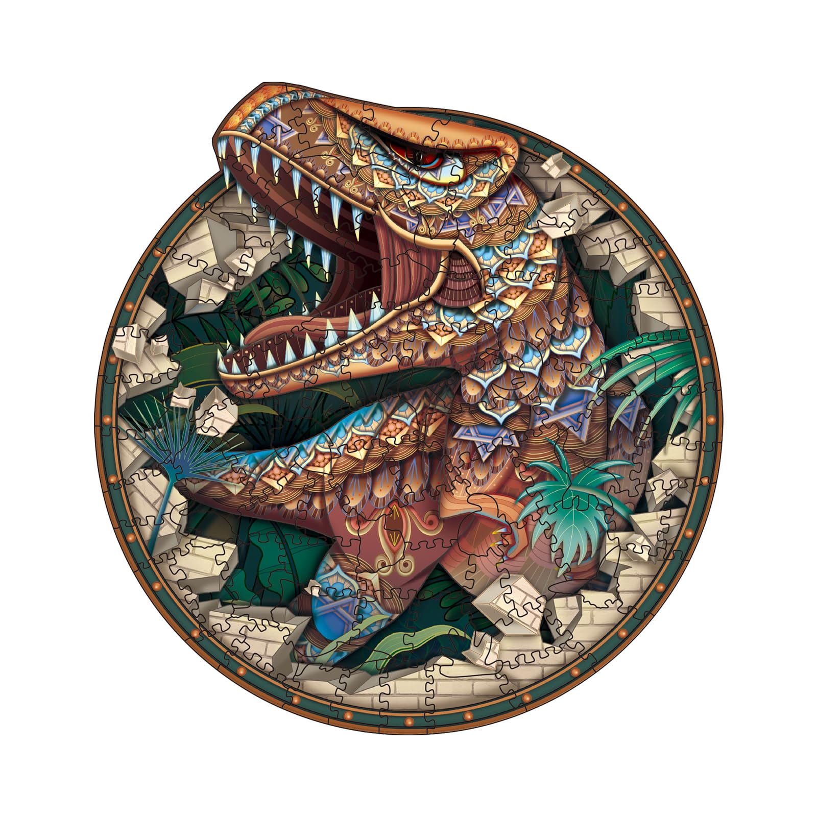 Premium 100-Piece Wooden Dinosaur Jigsaw Puzzle for Adults & Kids - 7.09