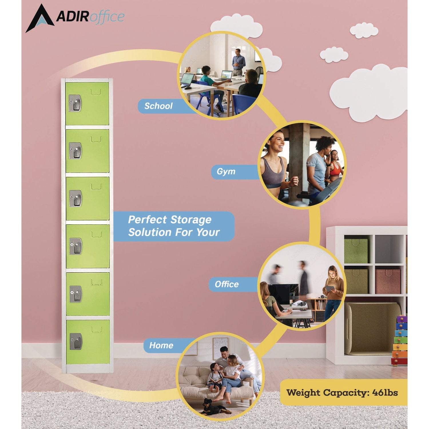 AdirOffice 6-Compartment Steel Storage Locker - 12