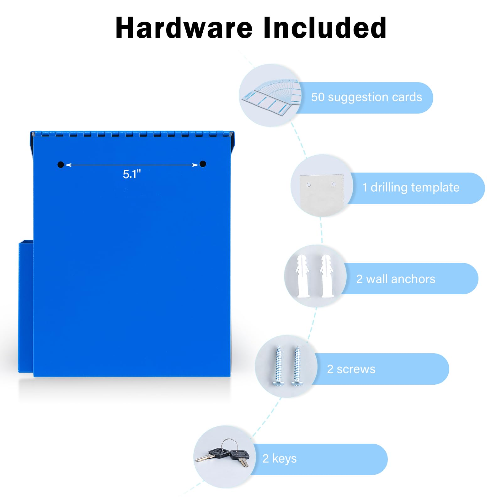 XYDLED Wall Mounted Lockable Metal Suggestion Box with Key - Ballot Box, Donation Mailbox, Key Drop Box, Collection Box (8.7