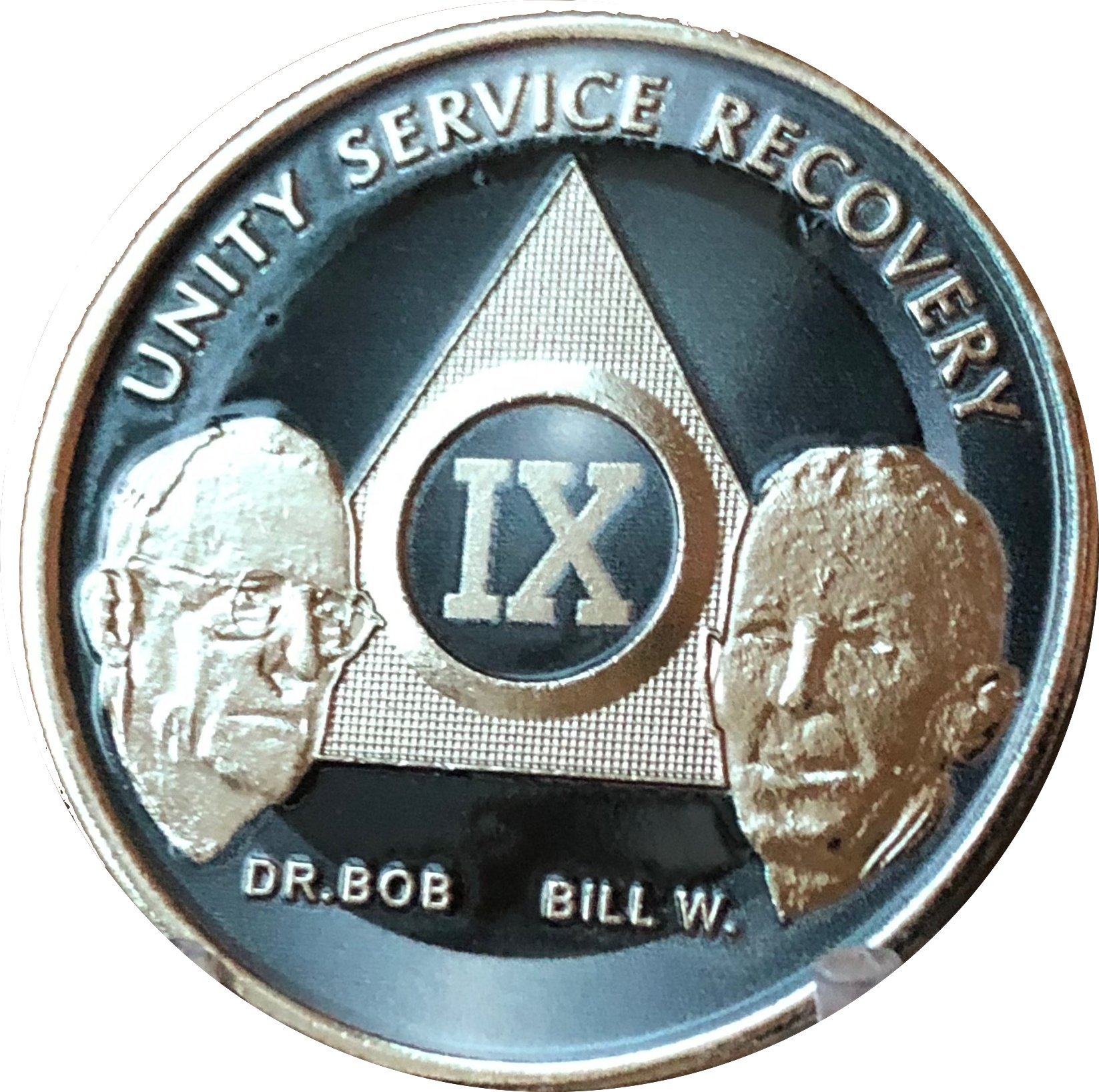 9 Year AA Founders Medallion - Titanium Nickel Plated Anniversary Chip IX - Perfect for Recovery Milestones & Sobriety Celebrations