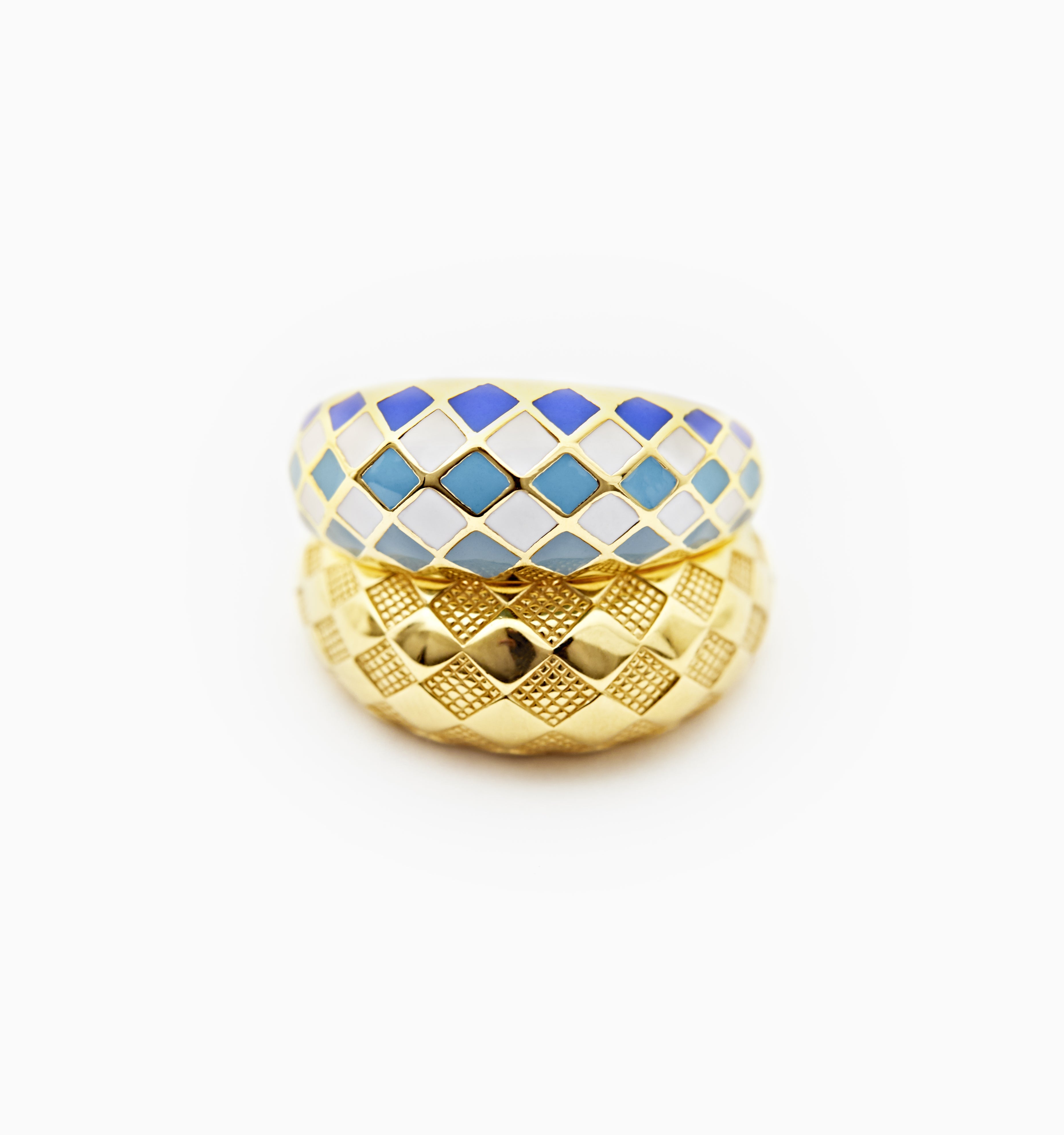 Checker Rings Snow Set of 2 - Stylish Winter Jewelry for Women | Perfect for Christmas Gifts, Holiday Parties & Snow-Themed Fashion