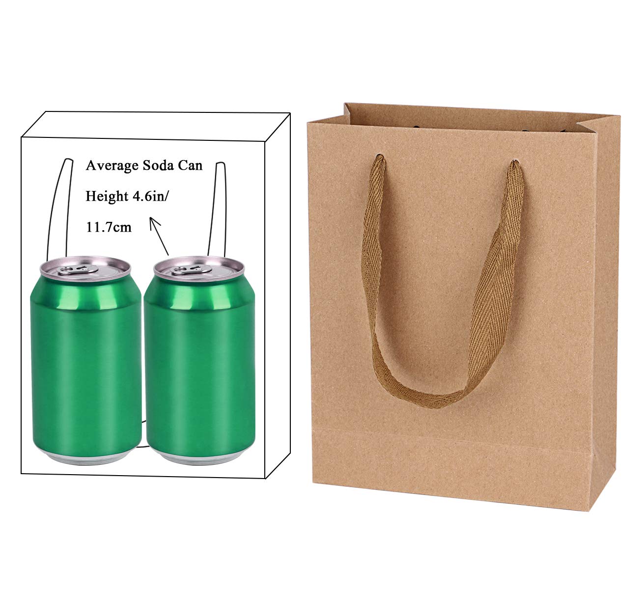 50-Pack Brown Kraft Paper Gift Bags with Handles - 5.9