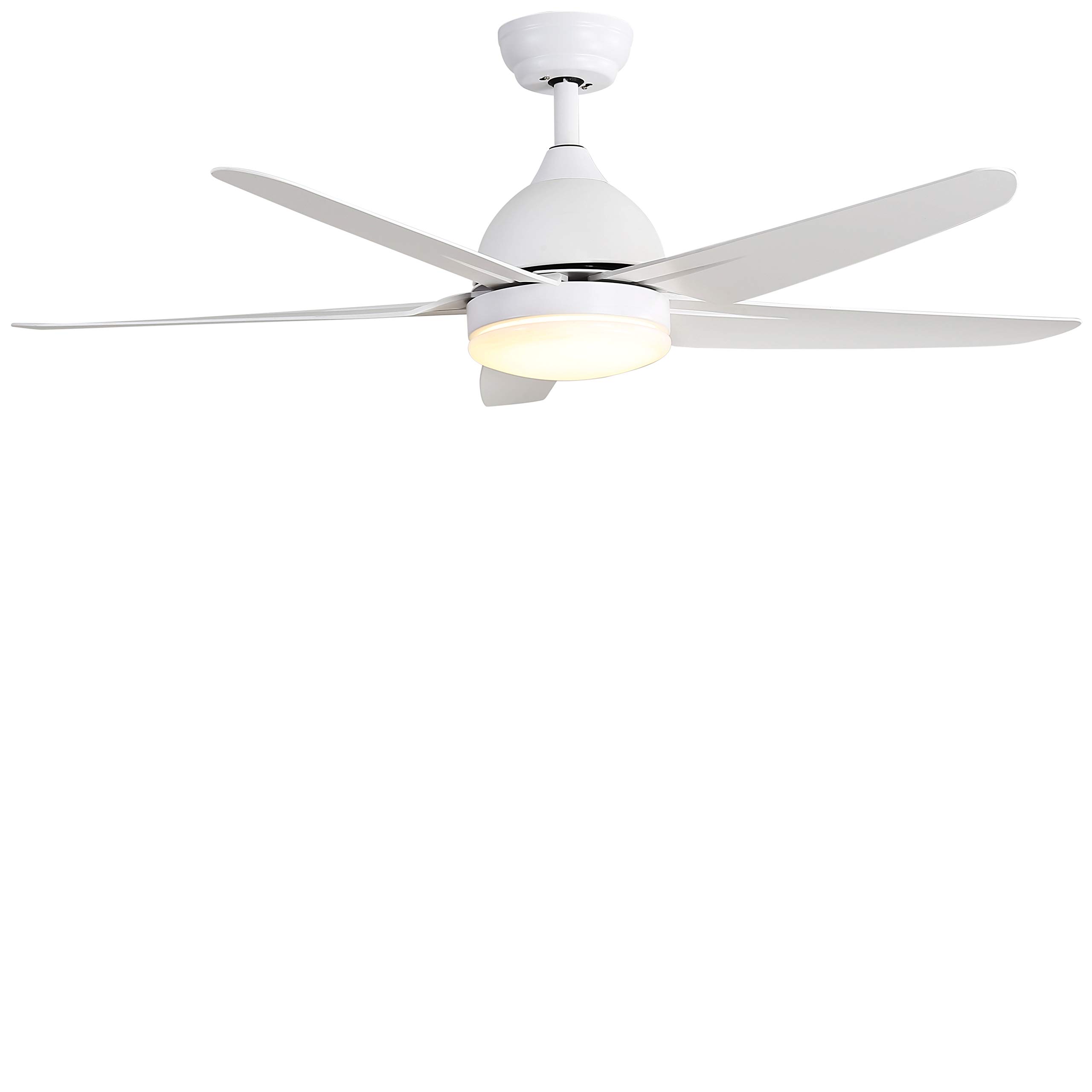 FINXIN 52 Inch LED Ceiling Fan with Light Kit, Remote Control, 3/5 Blades - Quiet Reversible Motor for Bedroom, Living Room, Dining Room (White) | Modern Home Cooling & Lighting Solution for Year-Round Comfort