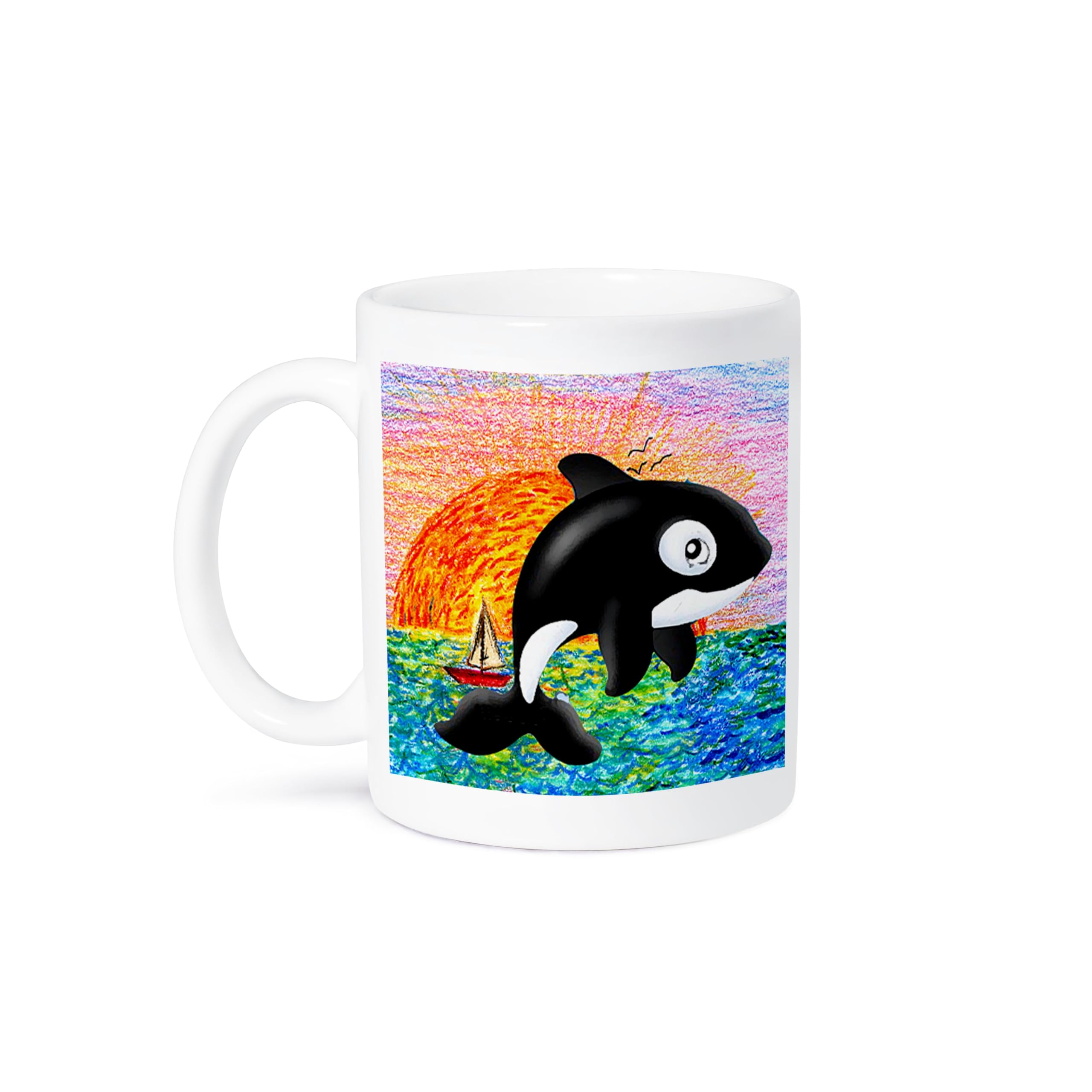 3D Rose Killer Whale Ceramic Mug - 15 oz Multicolored Coffee Cup for Whale Lovers, Perfect for Home, Office, or Gift Giving