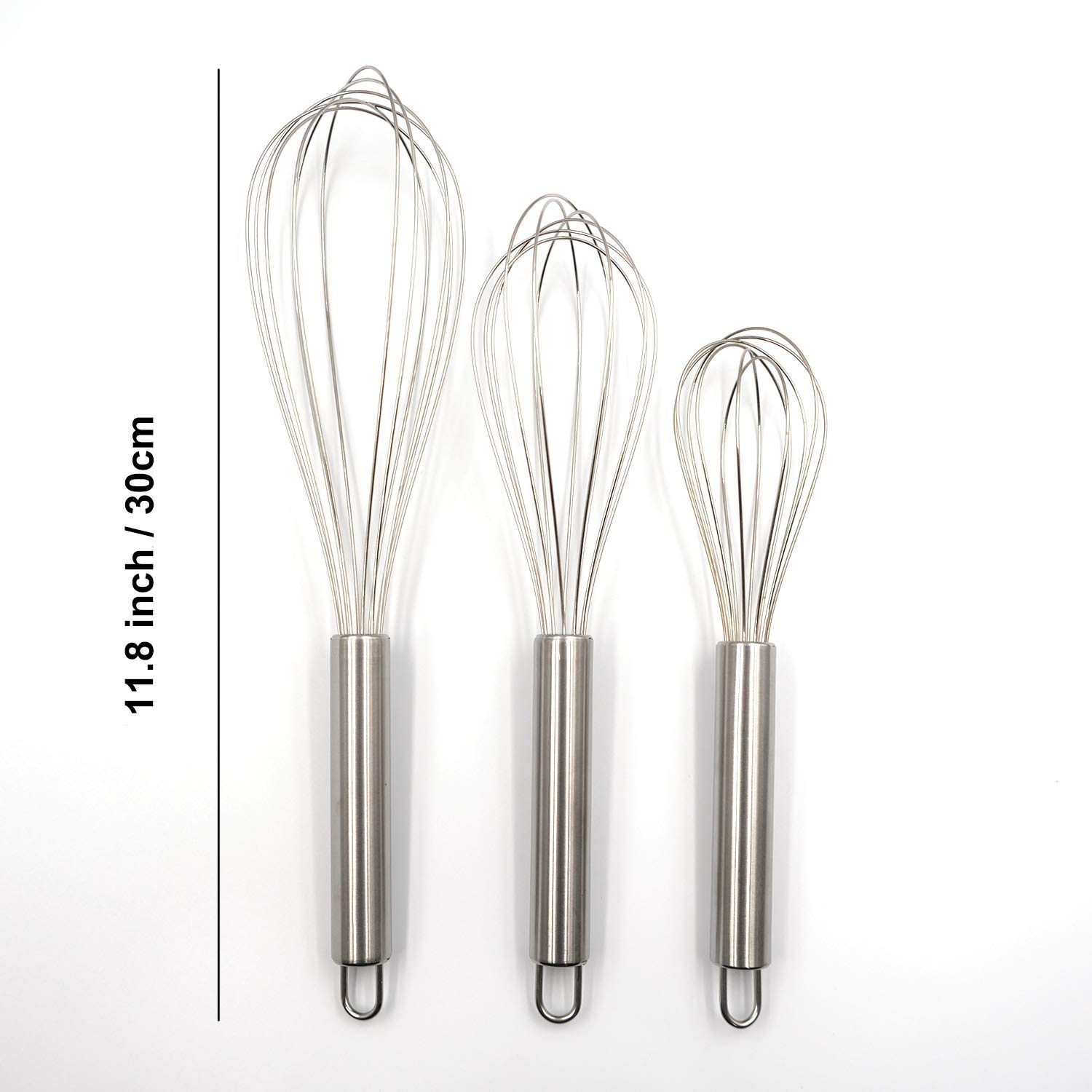 Mayata 3-Piece Manual Egg Beater Set - Self Turning Stainless Steel Whisk for Baking, Hand Blender for Eggs, Cream & Dough - Perfect Kitchen Tools for Cakes, Pancakes & Desserts