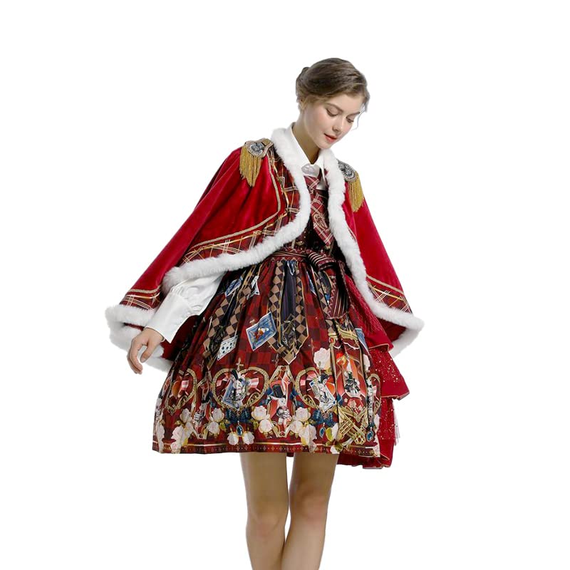 Mingyuezai Women's Gothic Dress Set - Cute Printed Princess Costume for Halloween Party (3-Piece) | Elegant Gothic Lolita Fashion for Cosplay, Themed Parties & Special Occasions