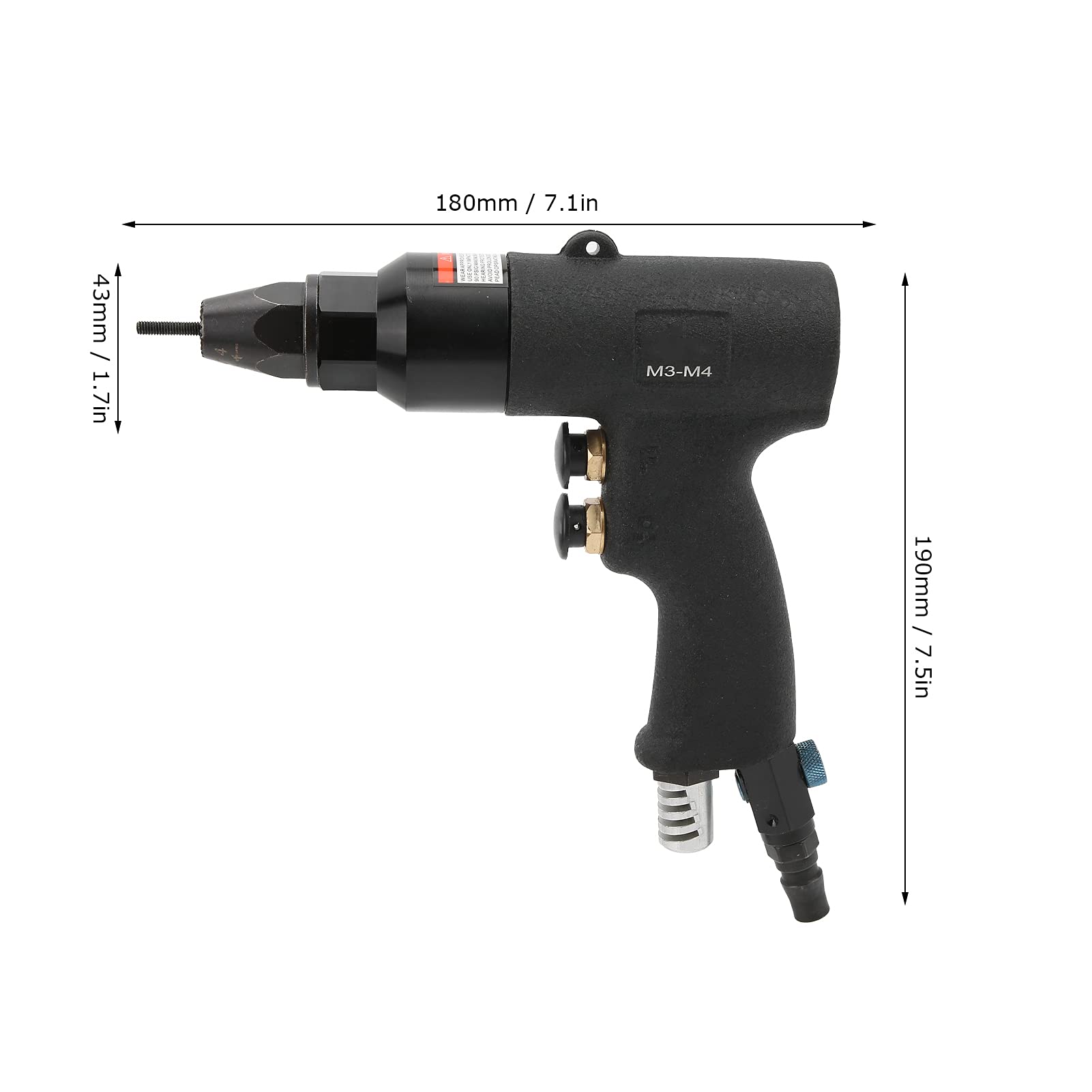 High-Efficiency Pneumatic Riveter with Strong Power & Riveting Pull - M3/M4 Working Range for Industrial Use | Perfect for Metal Fabrication, Automotive Repair & Construction Projects