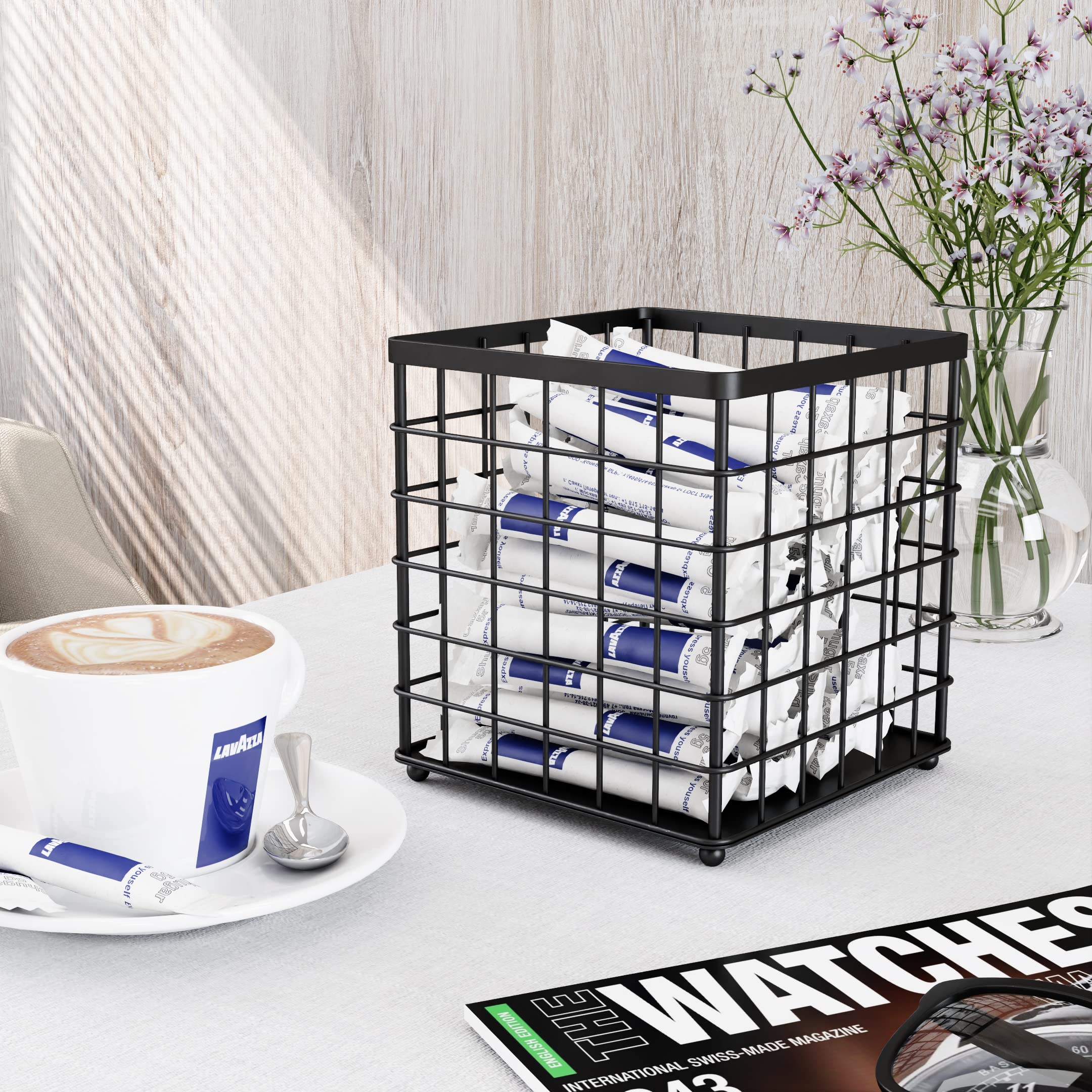 Black Coffee Pod Holder & K Cup Organizer - Countertop Storage Container for Keurig Pods, Creamer & Coffee Bar Accessories | Perfect for Kitchen, Office & Coffee Station Organization