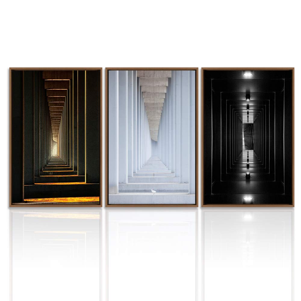 Wall26 3-Panel Framed Canvas Wall Art Set - Modern Cityscape & Architecture Prints (16