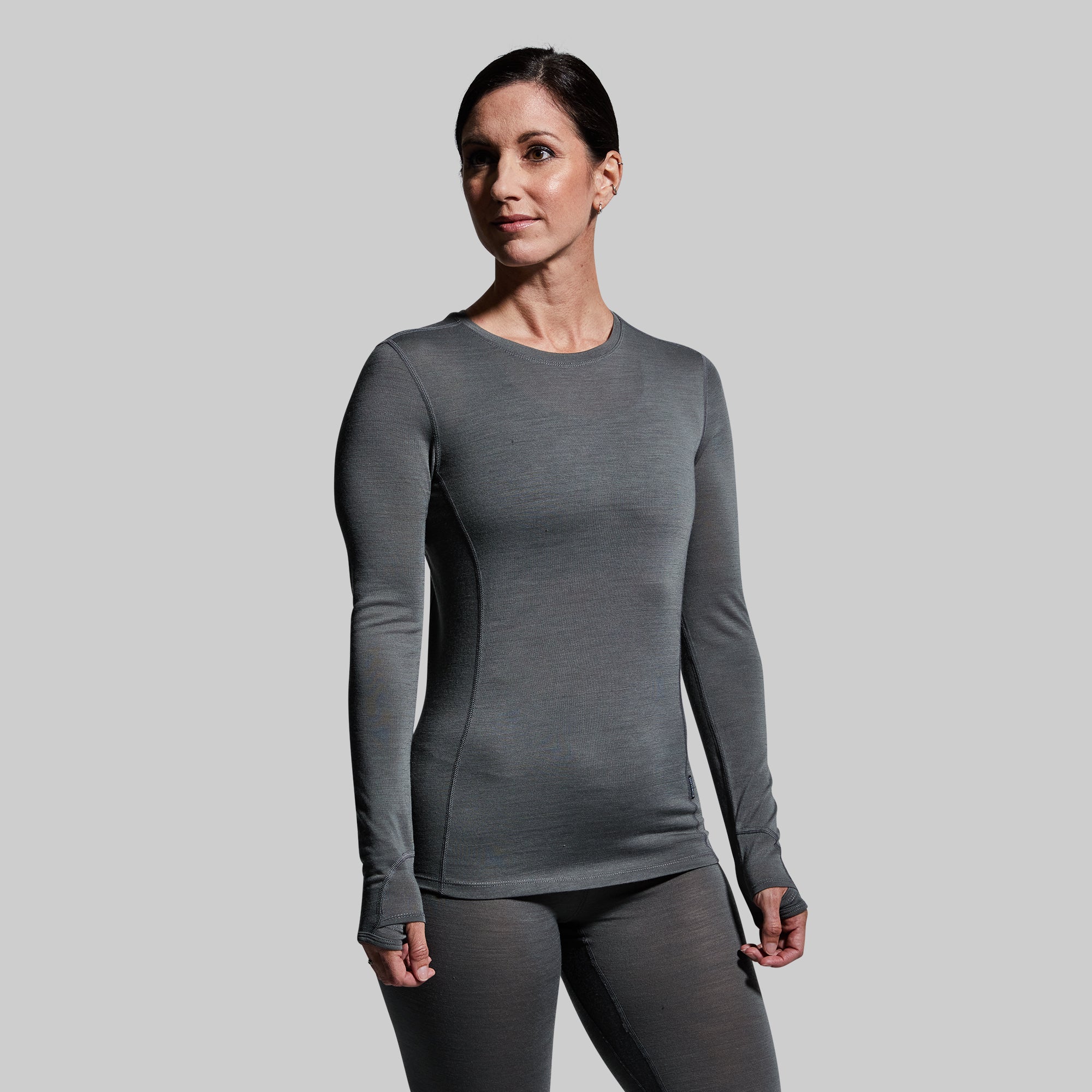 Women's Ridgeline Base Layer Top - Thermal Underwear for Cold Weather - Moisture Wicking & Odor Control - Wolf Grey - Perfect for Hiking, Skiing & Winter Sports