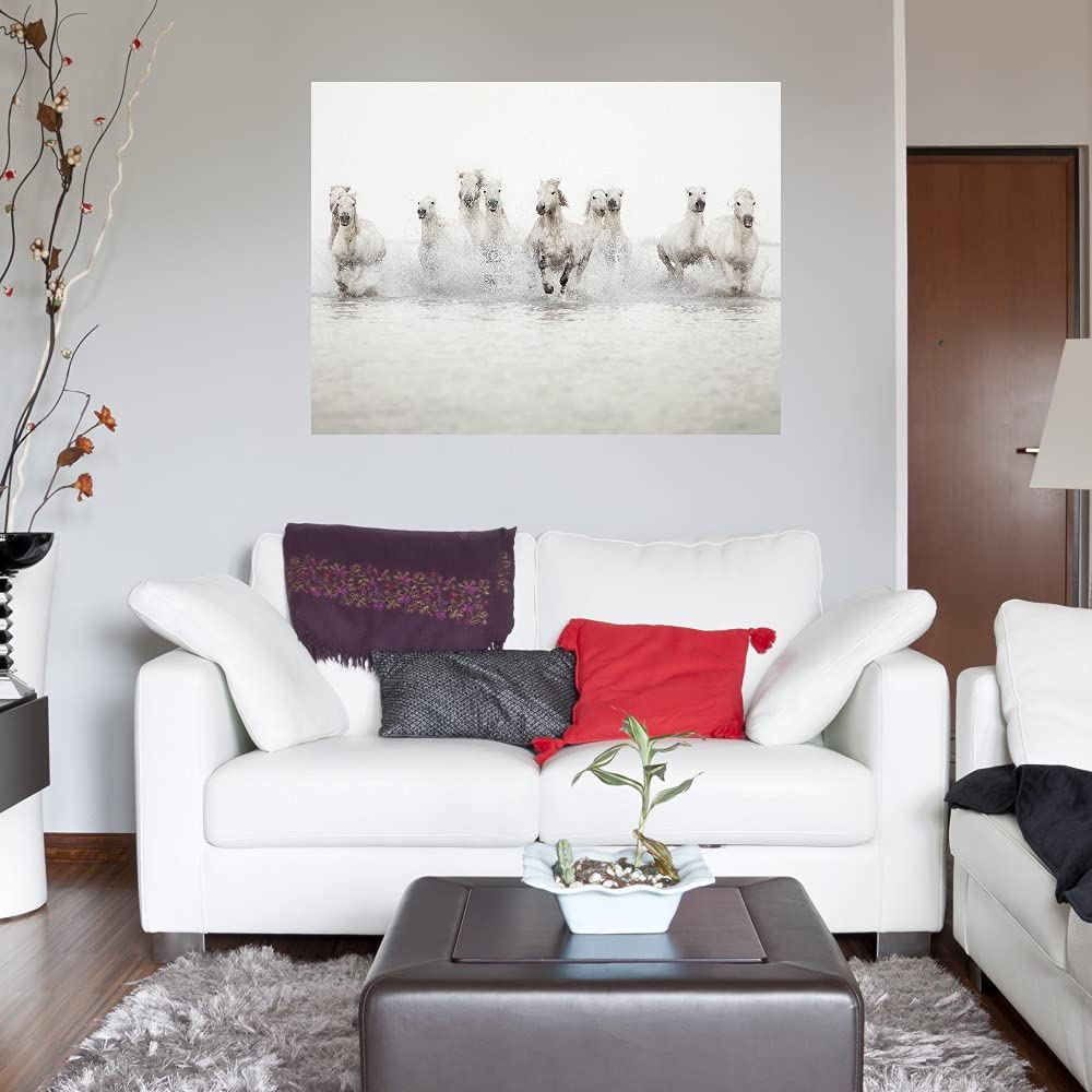 Stunning White Horses Fine Art Canvas Print by Irene Suchocki - 46x35 Inch Wall Decor for Living Room, Bedroom, Office & More - Ready to Hang - Perfect for Home, Office & Commercial Spaces