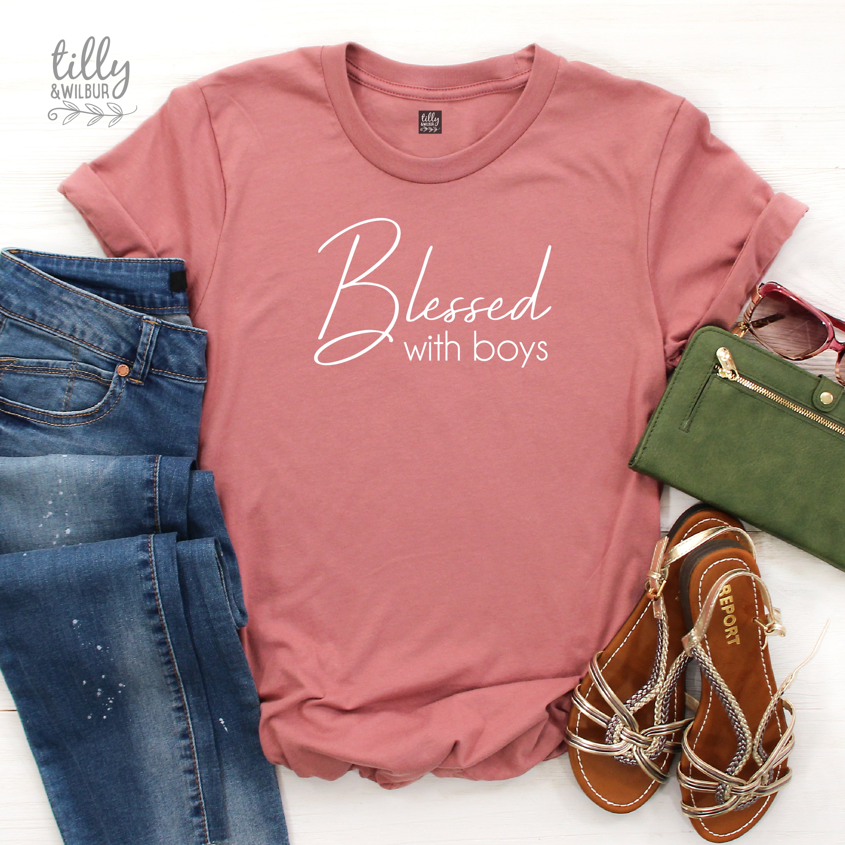 Blessed With Boys Women's T-Shirt - Comfortable Cotton Tee for Moms - Perfect for Family Outings & Casual Wear