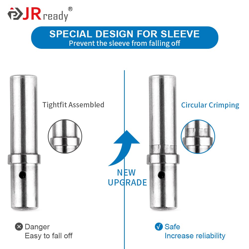 JRready Deutsch Connector Pins and Sockets - 40 Pairs Solid Contacts Size 12 (ST6280) - Male Pins 0460-204-12141 & Female Pins 0462-203-12141 - DTP Connector Terminals for 12-16AWG Wires - Ideal for Automotive, Marine, and Industrial Electrical Connections