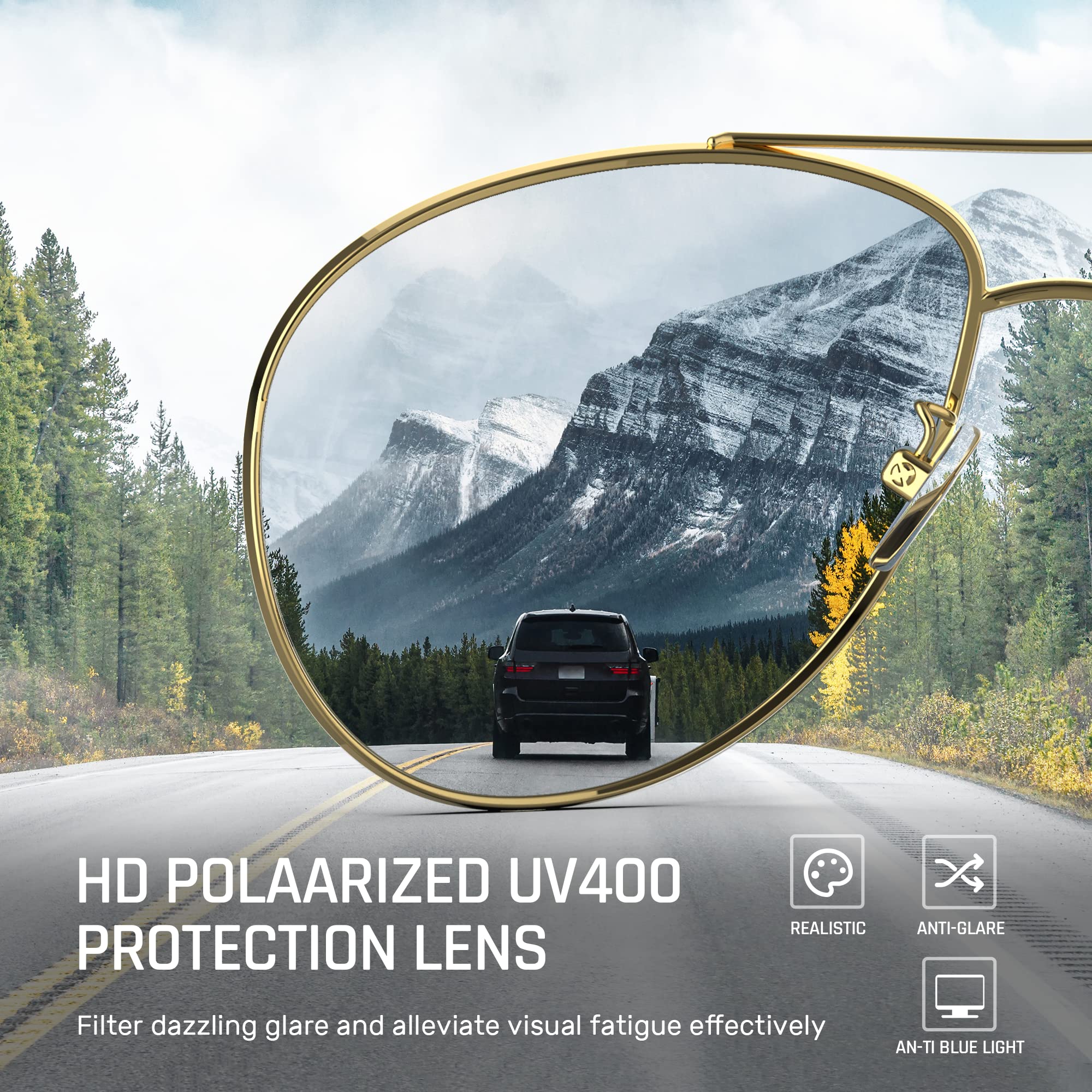 Classic Aviator Sunglasses for Men - Polarized Mirrored Lens UV Protection - Perfect for Driving, Outdoor Sports & Fashion Accessories