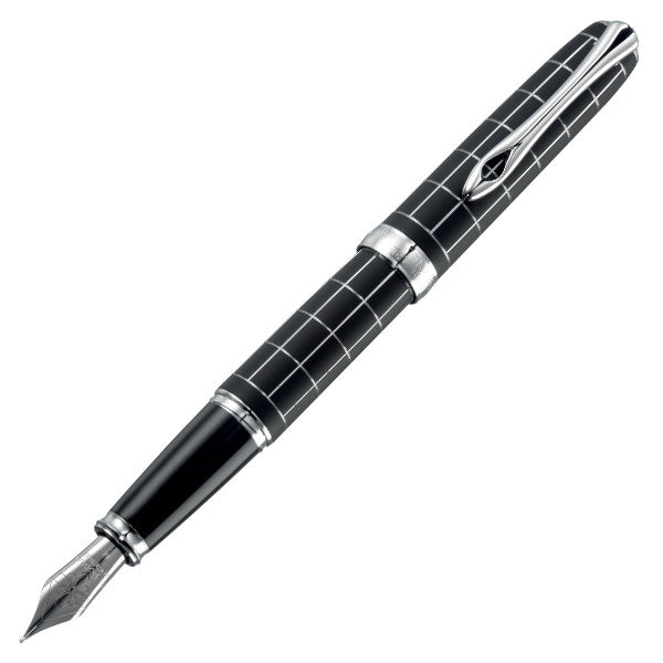 Diplomat Excellence A Plus Rhomb Guilloch Black Fountain Pen - Premium Writing Instrument for Professionals & Collectors - Perfect for Business Signatures, Journaling & Gift Giving