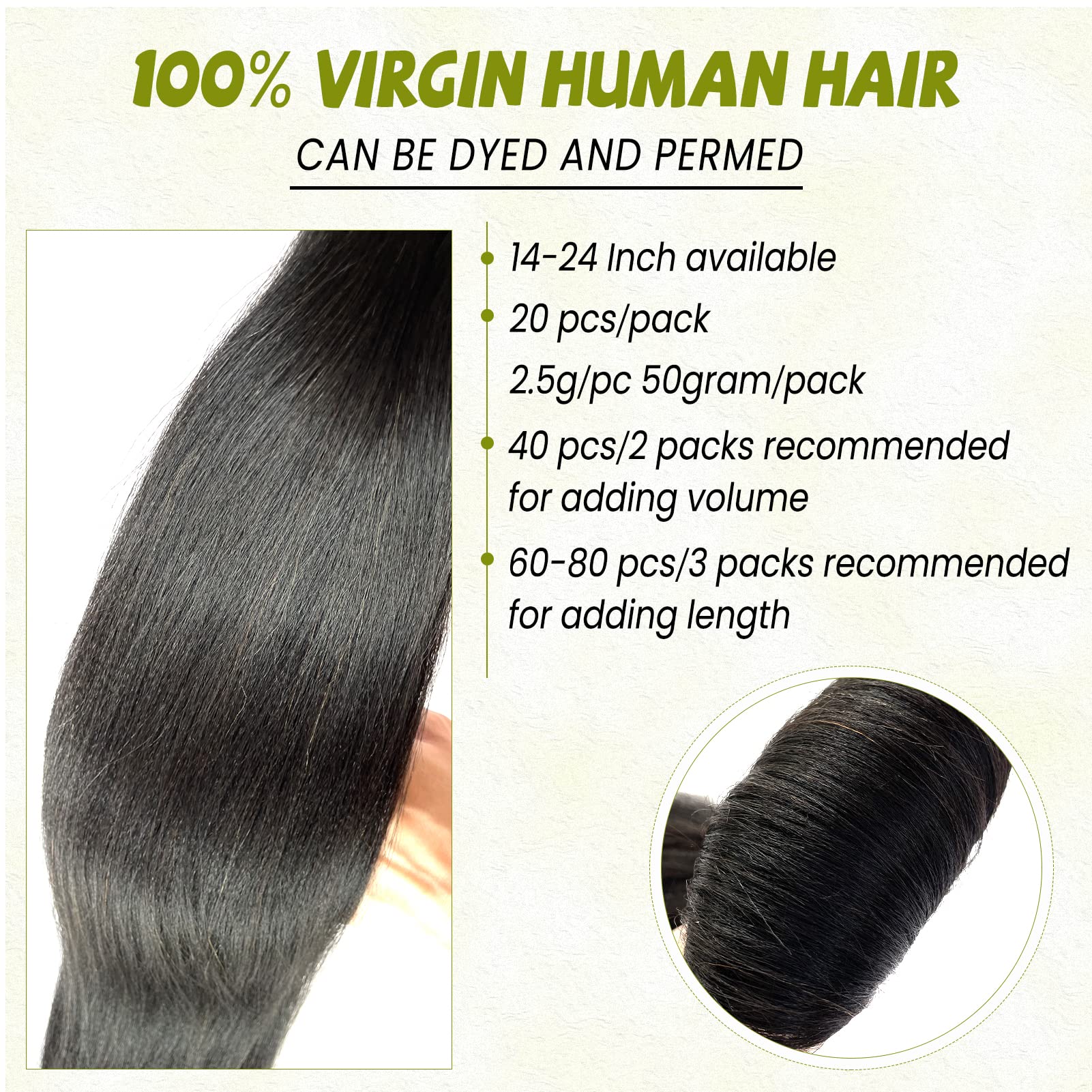 Premium 18-Inch Yaki Straight Tape-In Human Hair Extensions - 20PCS Double Sided Invisible Seamless Weft (50G) for Black Women - Natural Black Real Human Hair for Daily Styling & Special Occasions