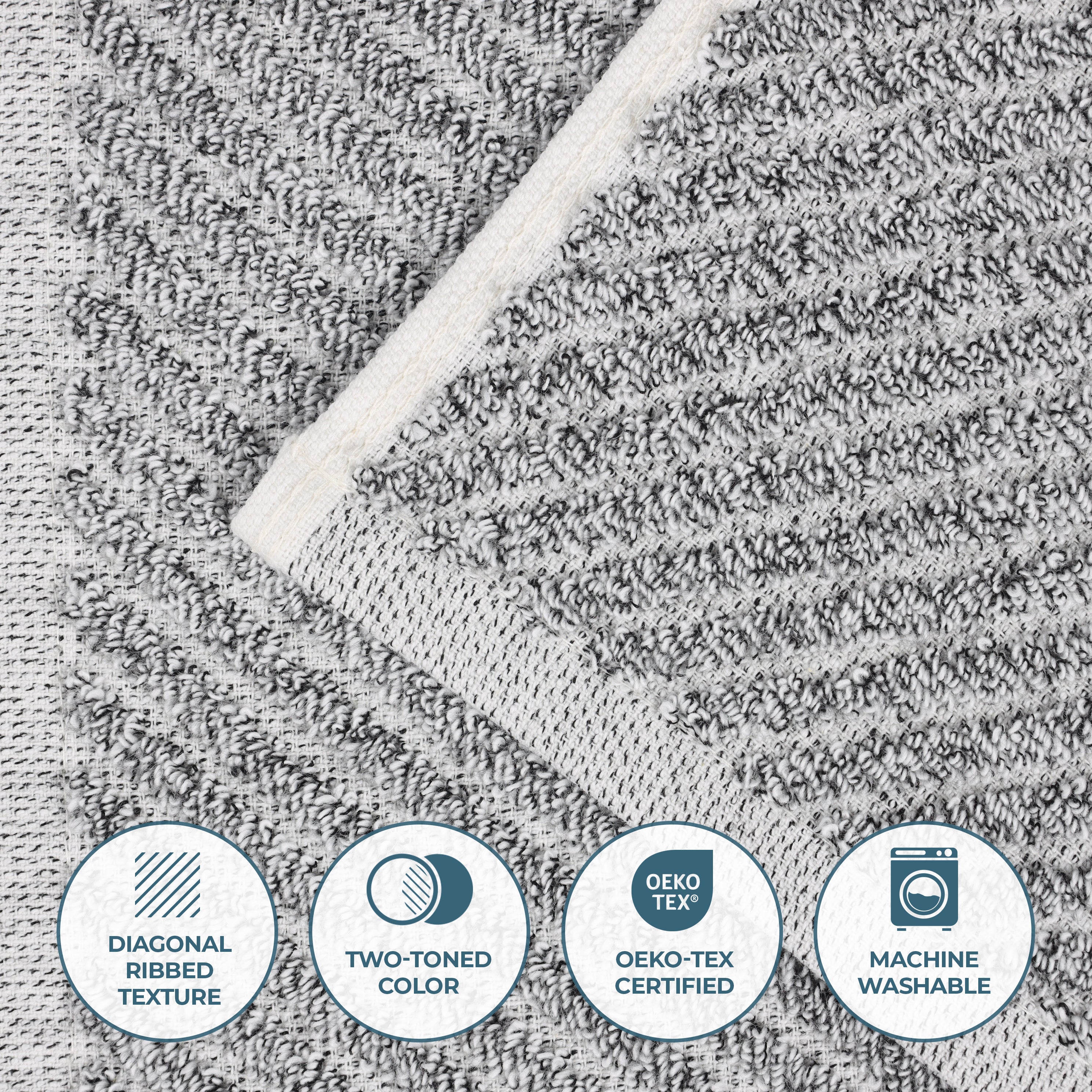 Amelia Cotton Blend Diagonal Stripes Bath Towels Set of 2 - Ultra Soft & Absorbent Large Bath Sheets for Spa, Beach & Luxury Bathroom Decor