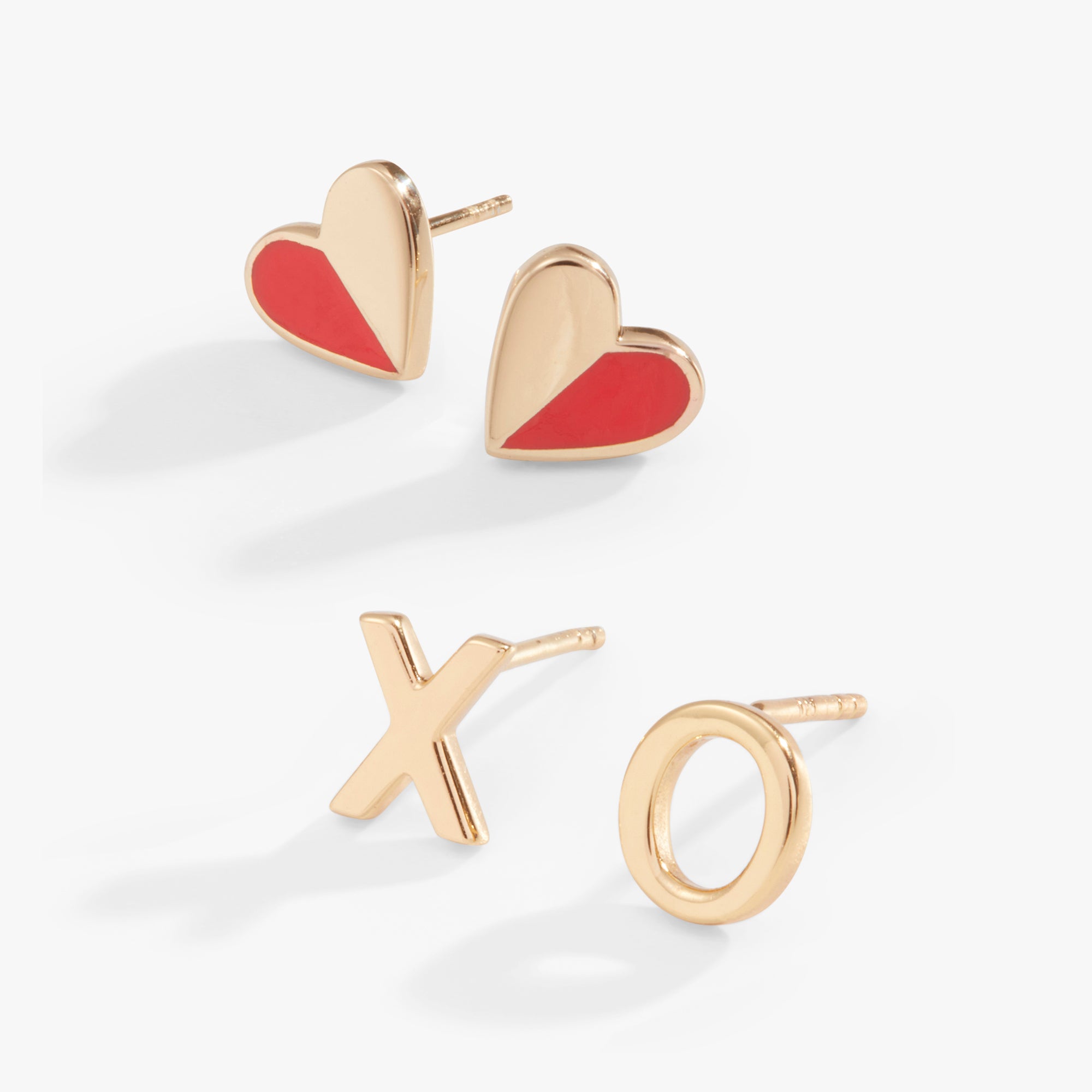 Heart 'XO' Stud Earrings Set of 2 - Valentine's Day Gifts, Anniversary Jewelry for Women - Perfect for Date Night & Romantic Occasions
