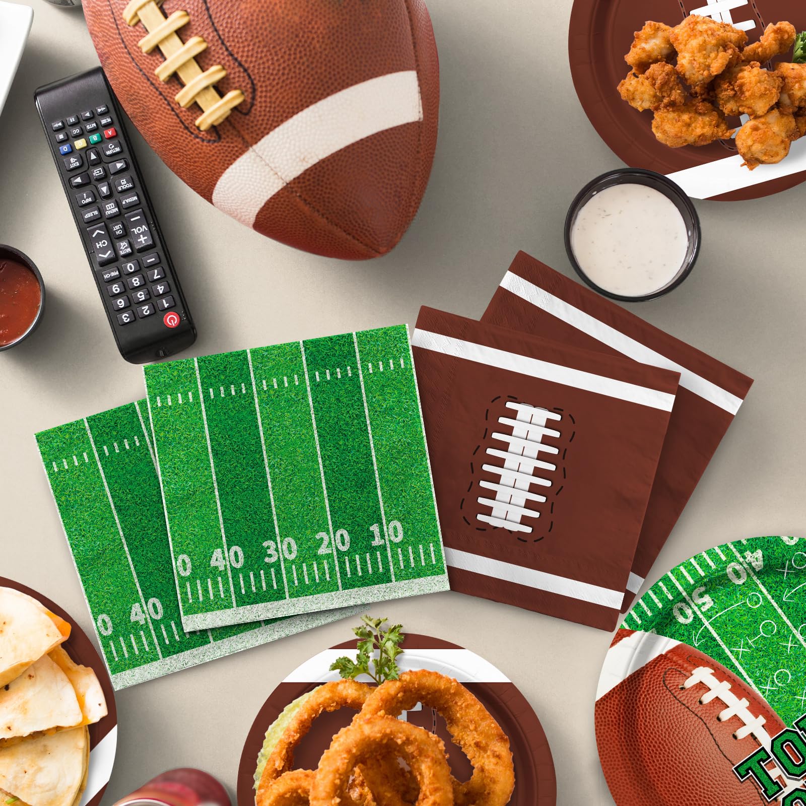 Football Party Supplies Kit for 50 Guests - Touchdown Dinner Plates, Dessert Plates & Napkins Set - Perfect for Football Birthday Parties, Game Day Decorations & Tailgate Events