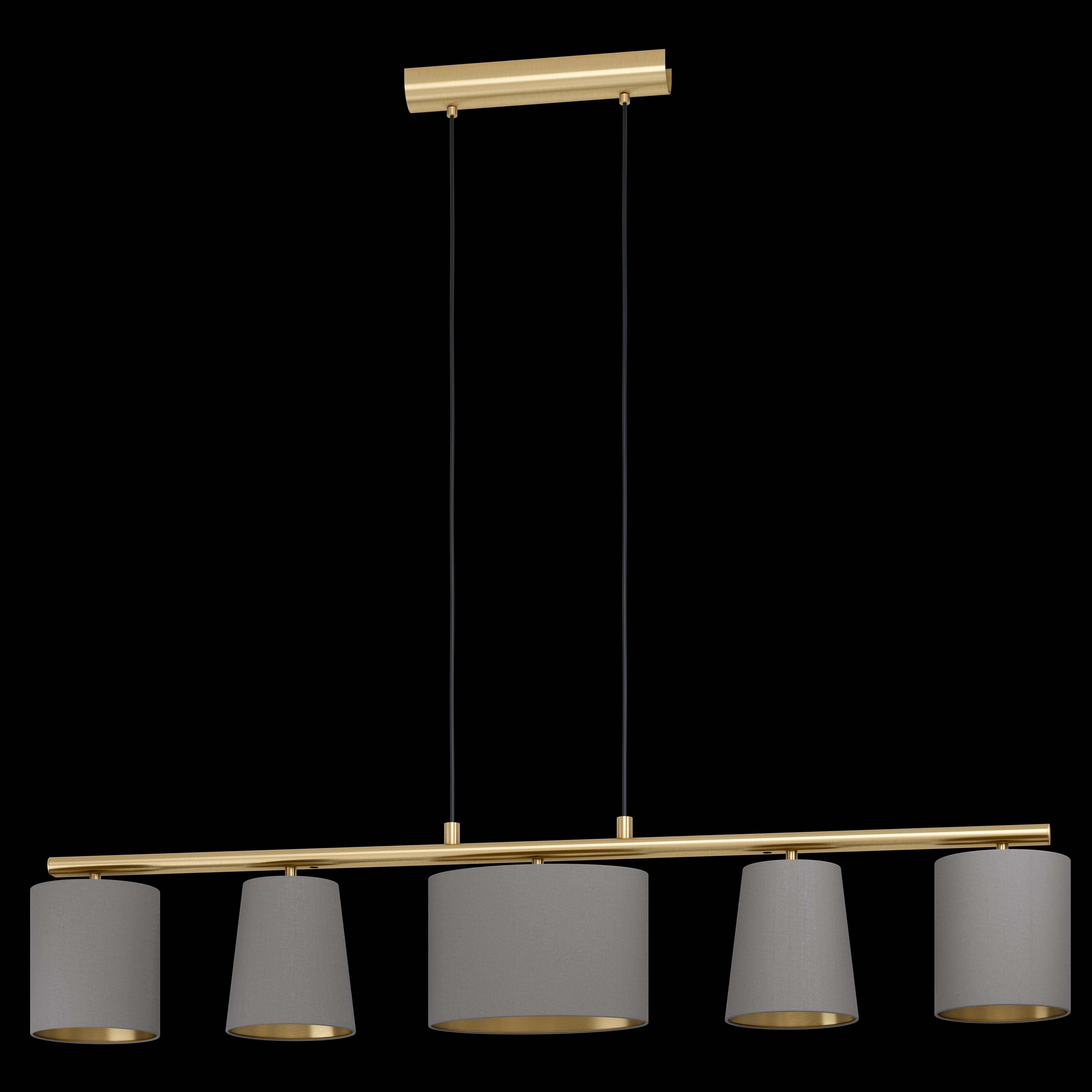 Eglo Almeida 2-Light Brass & Grey Fabric Shaded 5-Light Pendant - Modern Ceiling Lighting for Dining Room, Kitchen Island & Bedroom