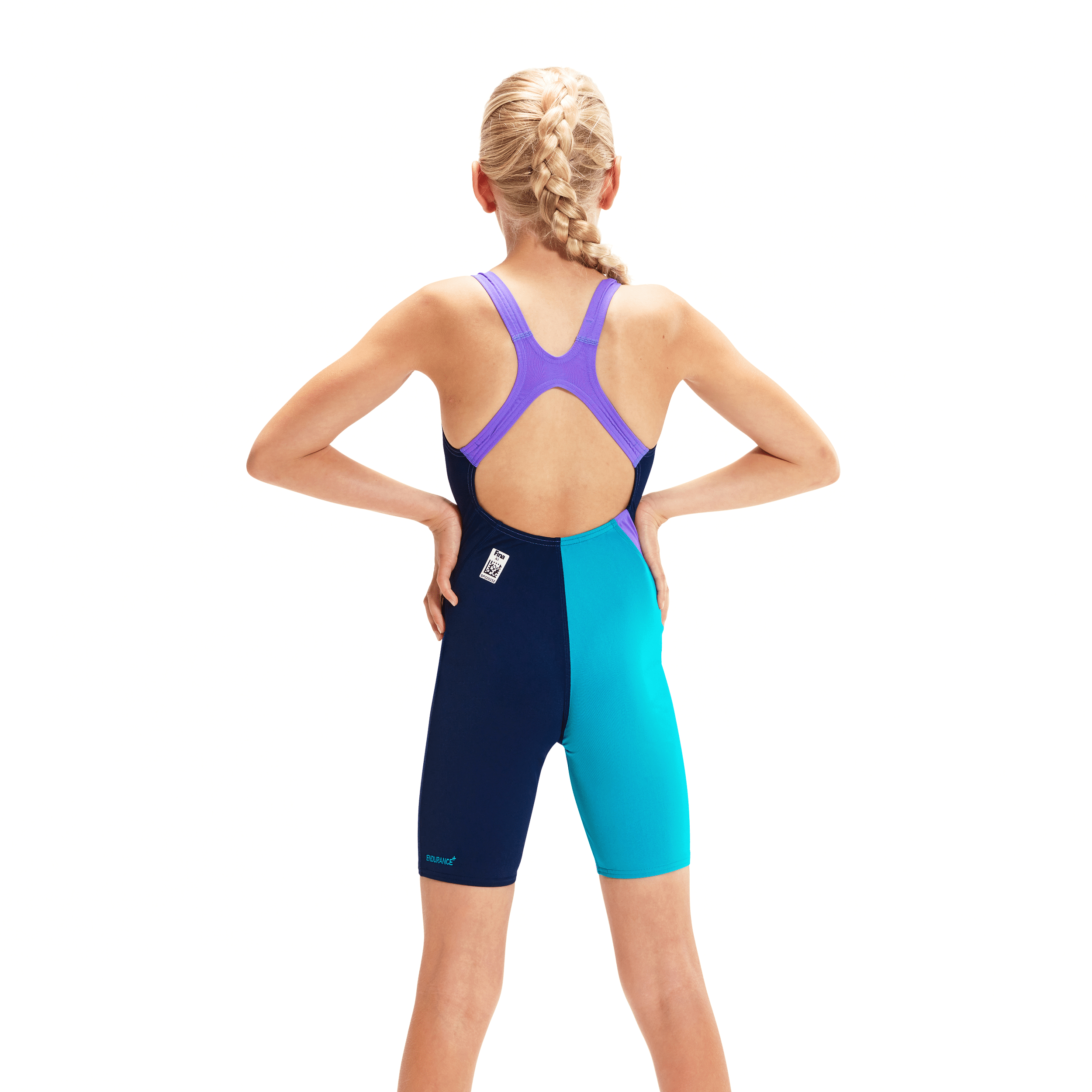 Speedo Endurance+ Girls' Competitive Swimsuits - Kneeskin Training & Racing Swimsuit in Blue/Green for Swim Meets & Pool Workouts